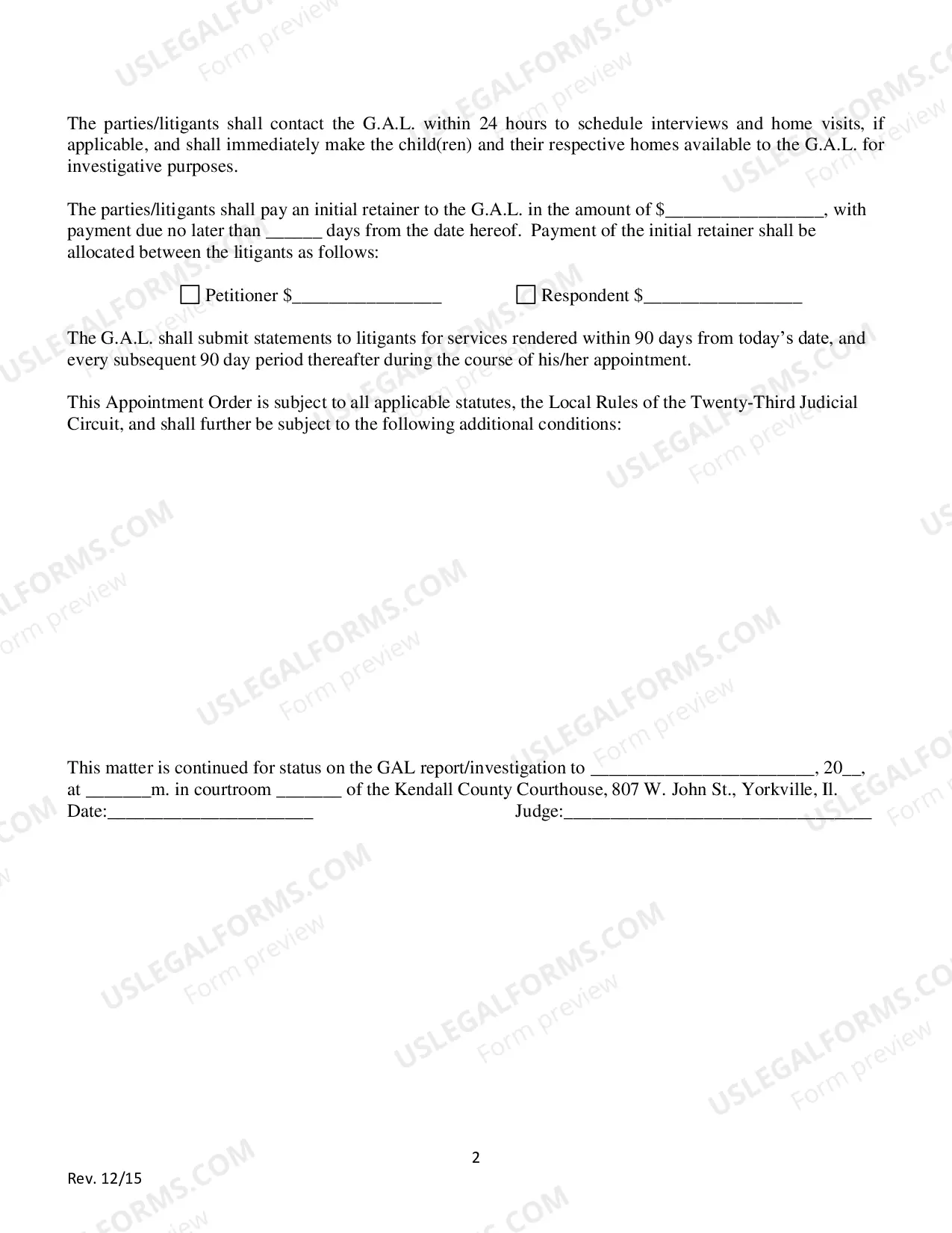 Preview Guardian ad Litem appointment Order