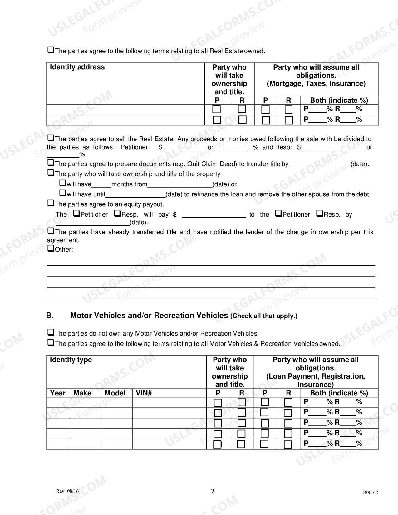 Preview Marital/Civil Union Settlement - Divorce