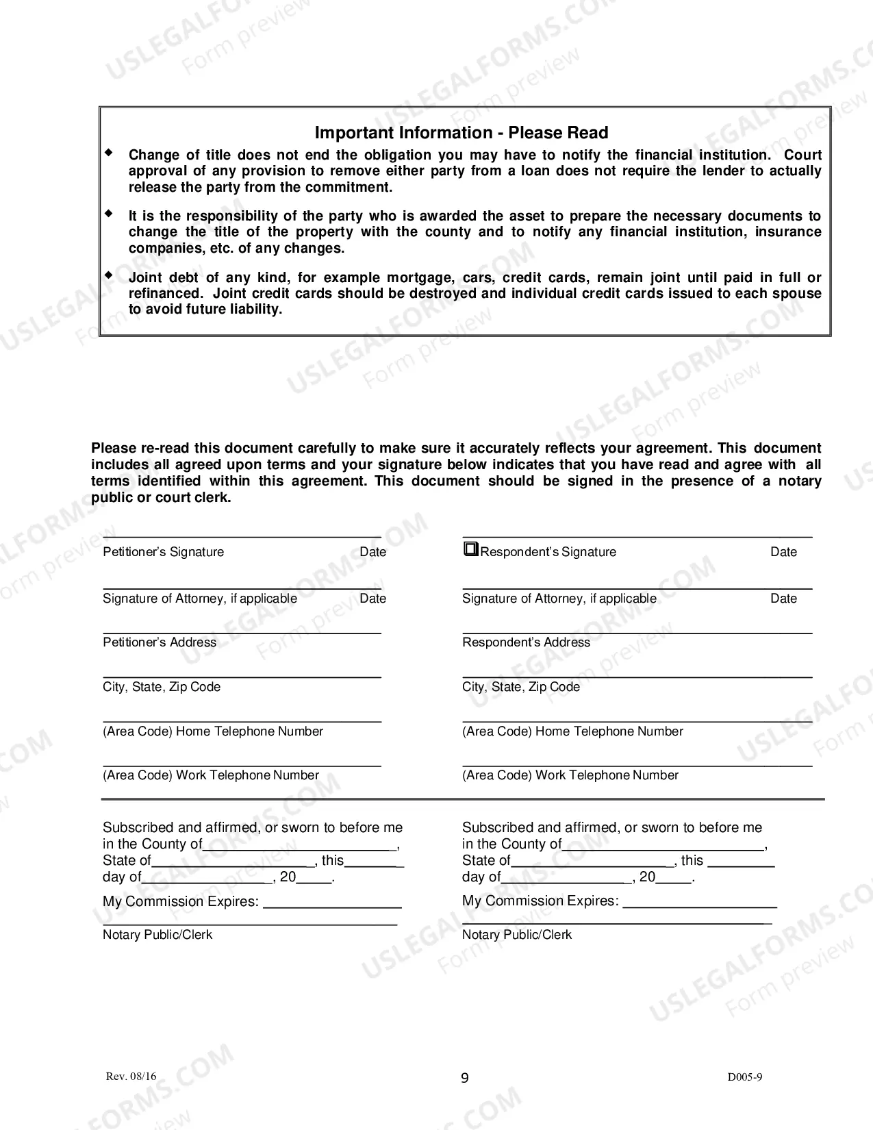 Preview Marital/Civil Union Settlement - Divorce