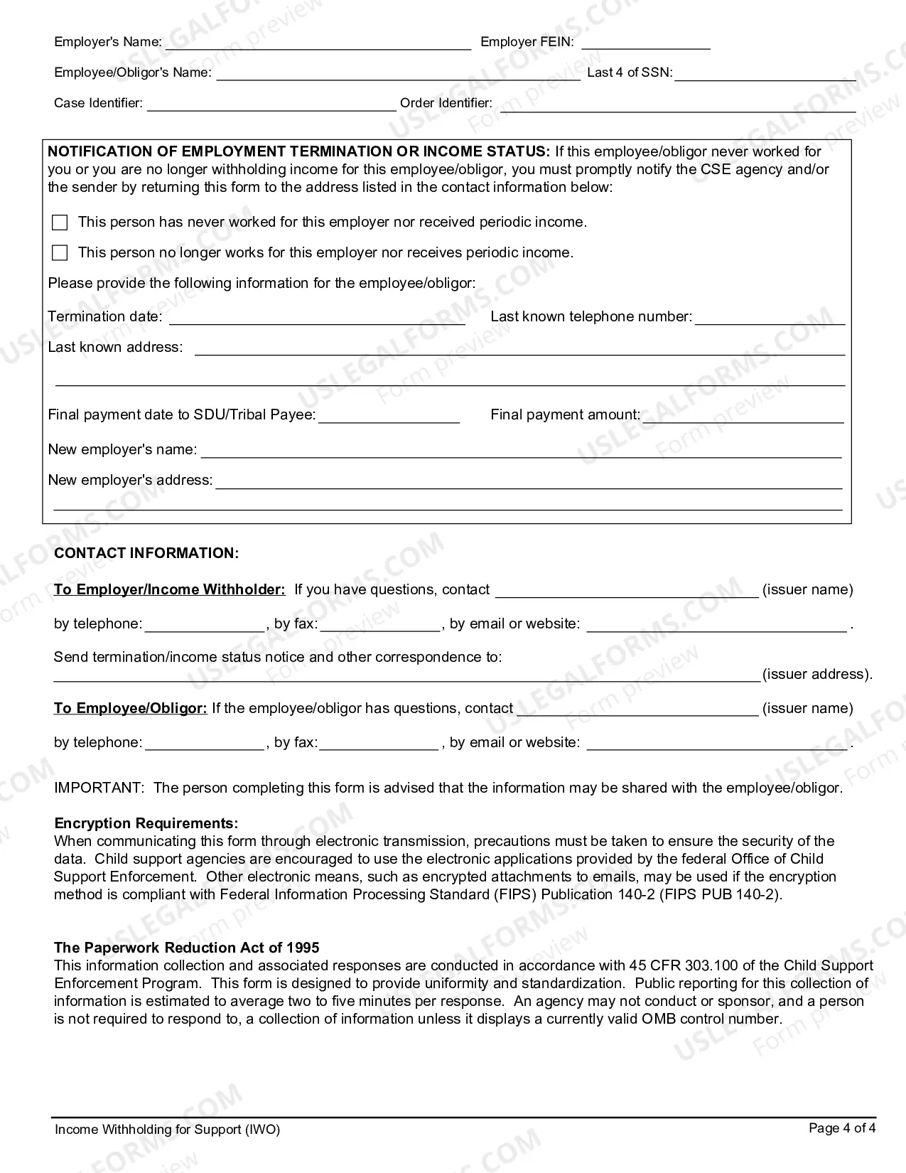 Preview Order/Notice Income Withhold for Support