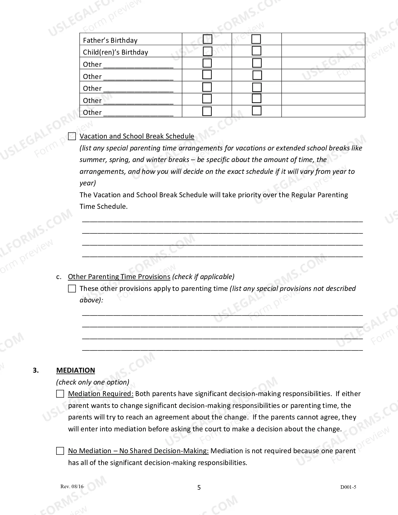 Preview Parenting Plan