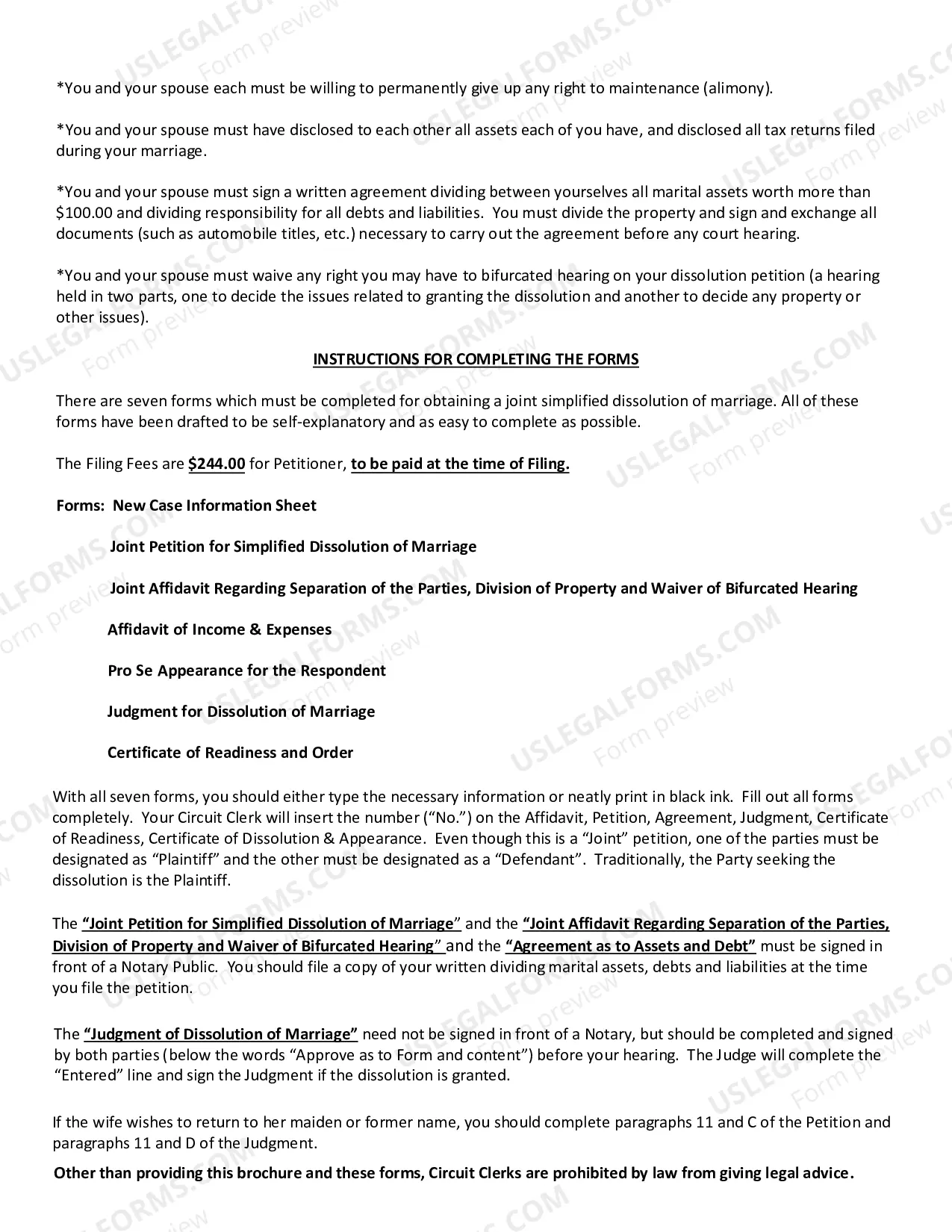 Preview Joint Simplified Dissolution of Marriage
