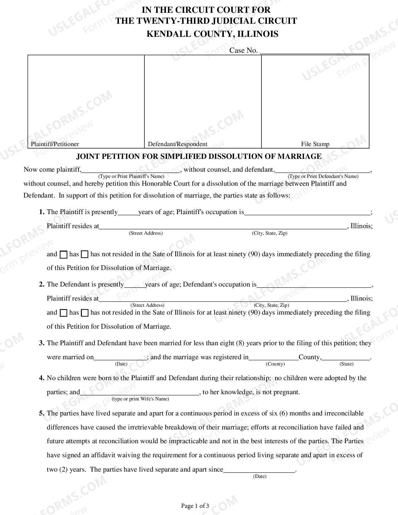 Preview Joint Simplified Dissolution of Marriage