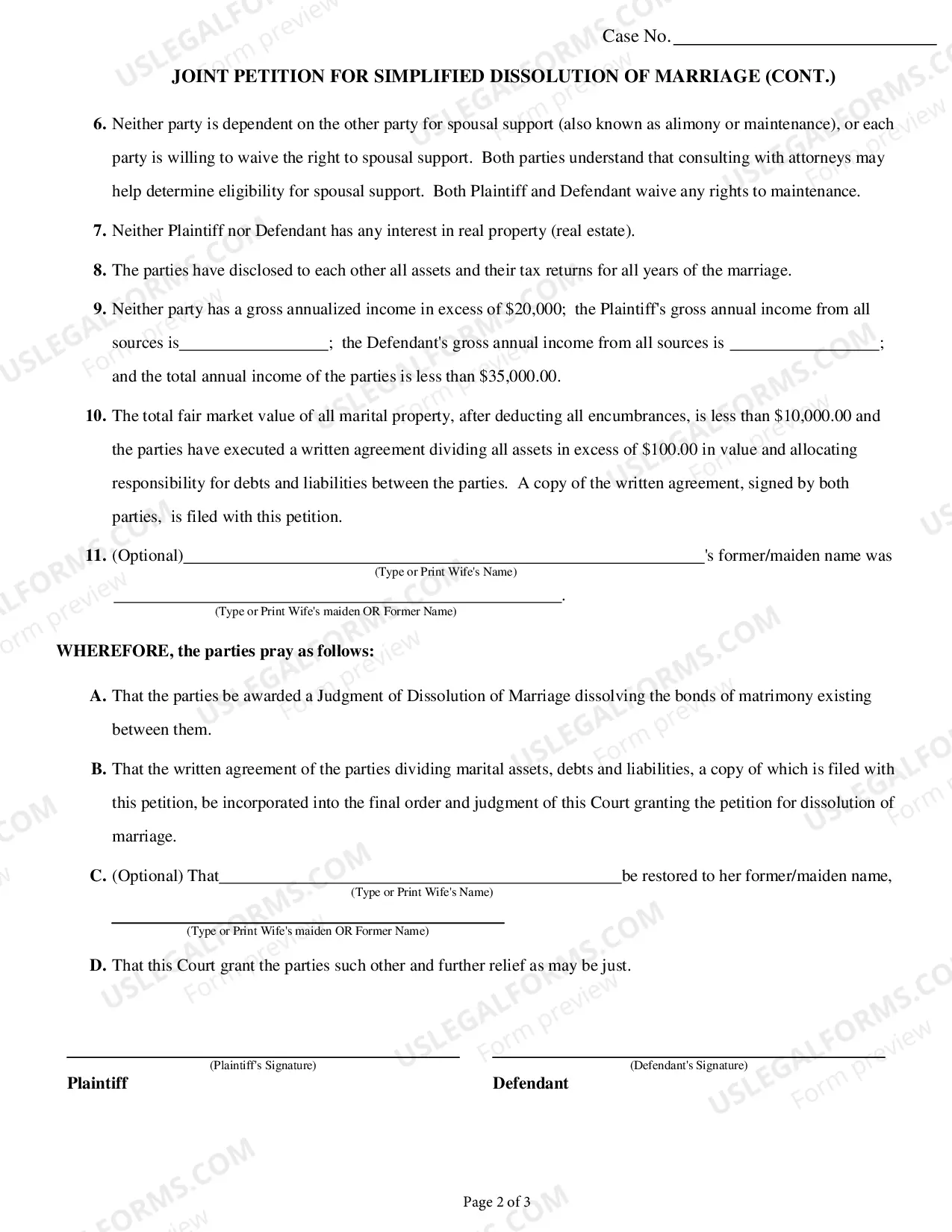 Preview Joint Simplified Dissolution of Marriage
