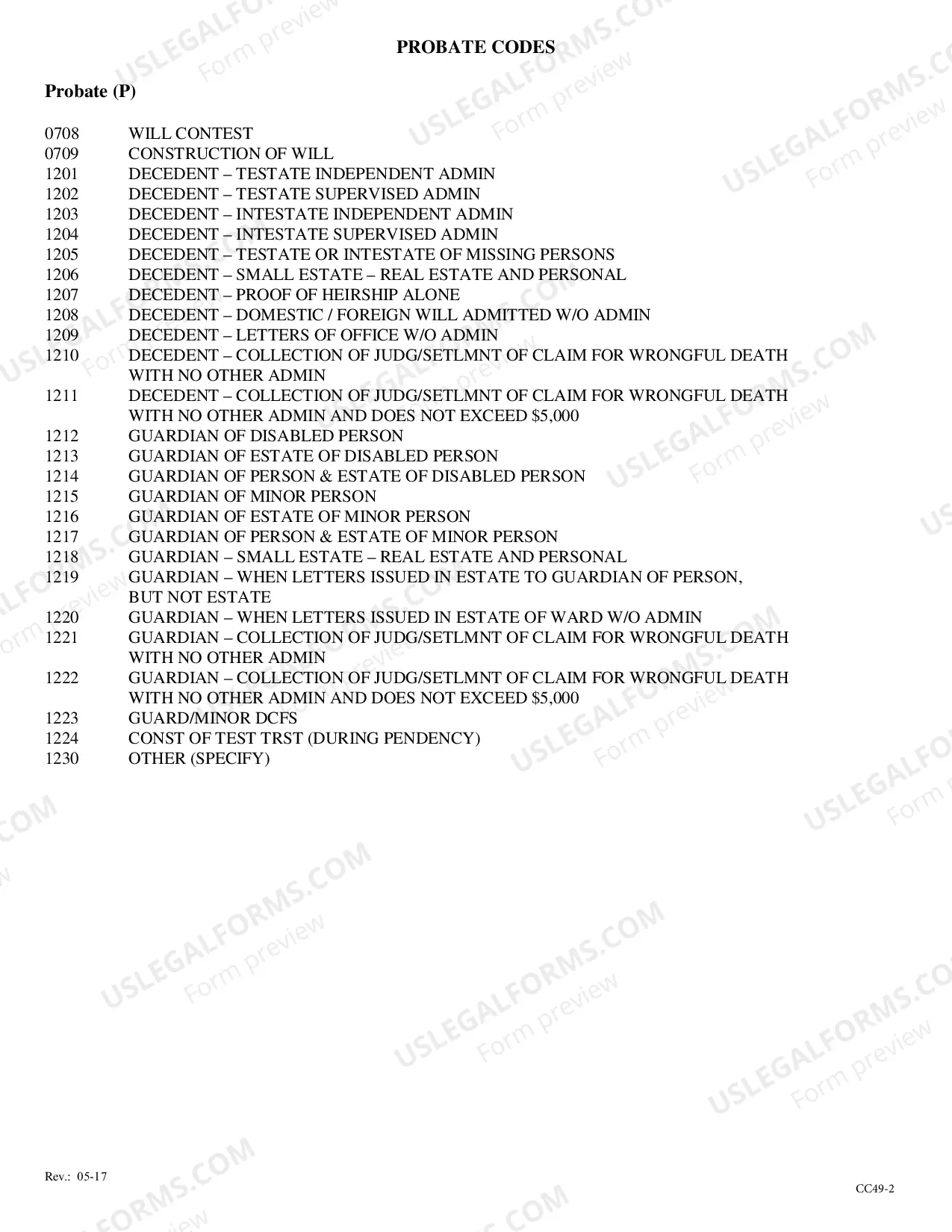 Preview New Case Probate Information Sheet