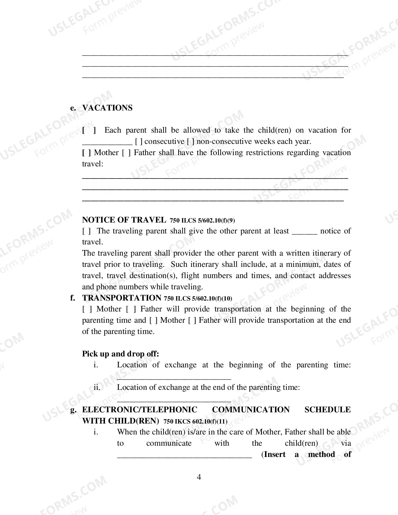 Preview Allocation of Parental Responsibilities and Parenting Plan