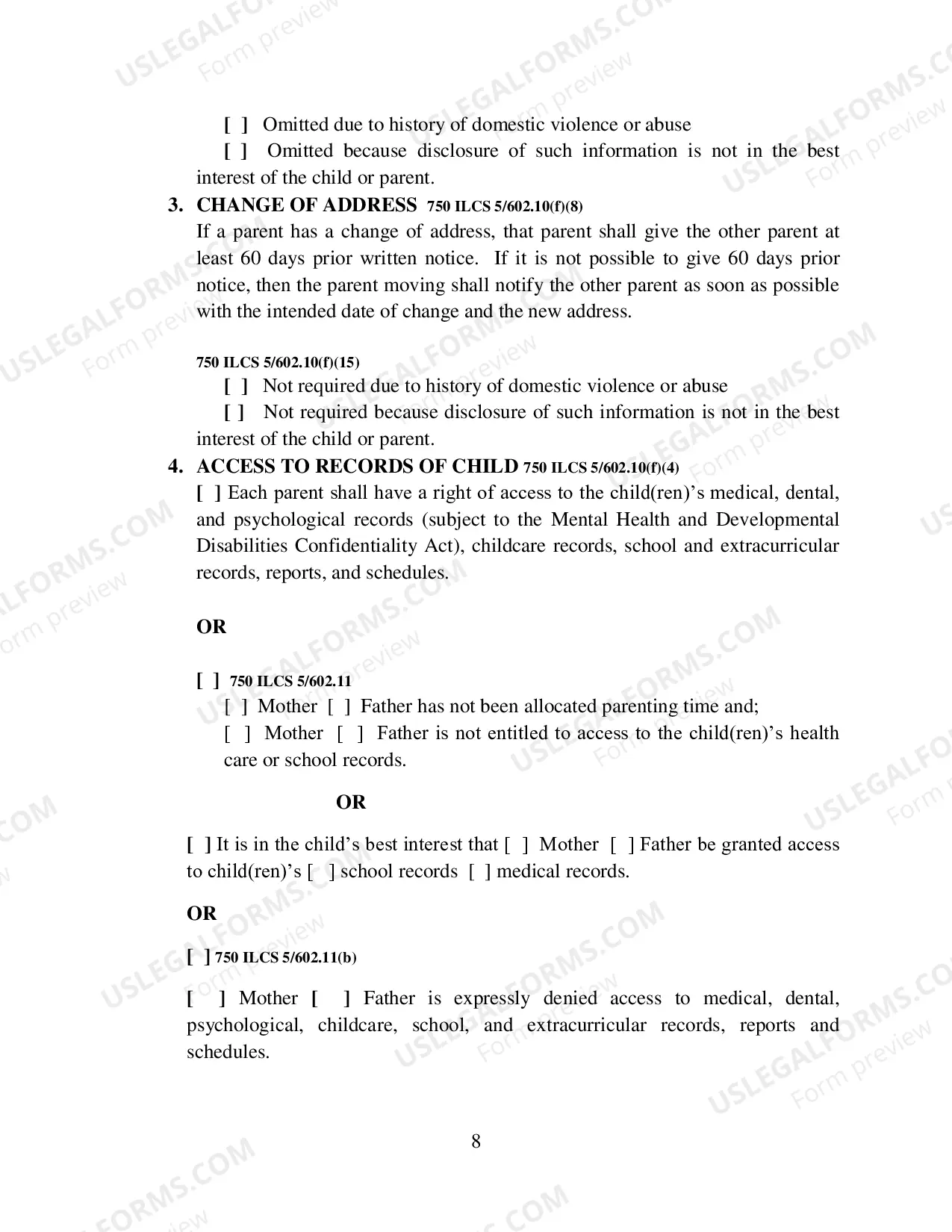 Preview Allocation of Parental Responsibilities and Parenting Plan