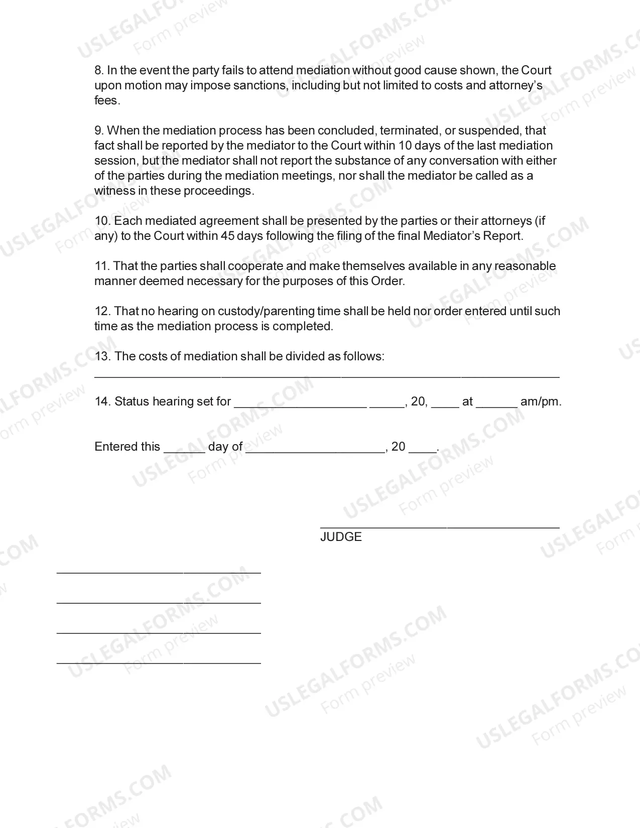 Preview Order for Mediation