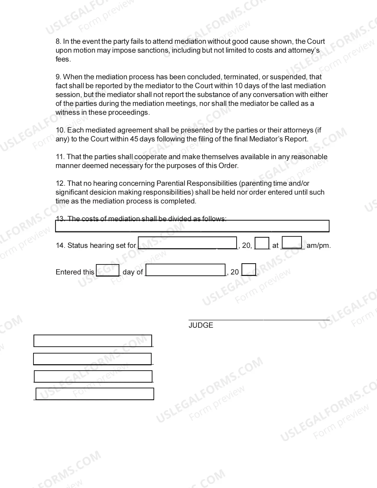Preview Order for Mediation