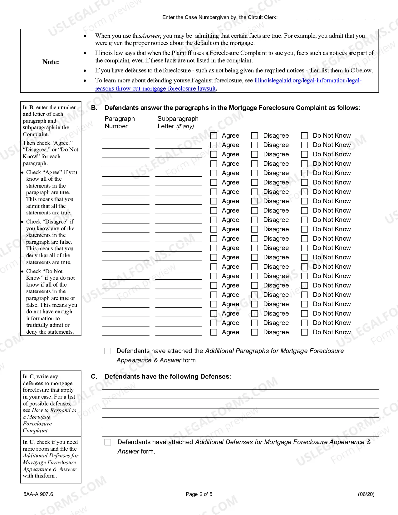Preview Mortgage Foreclosure appearance & answer
