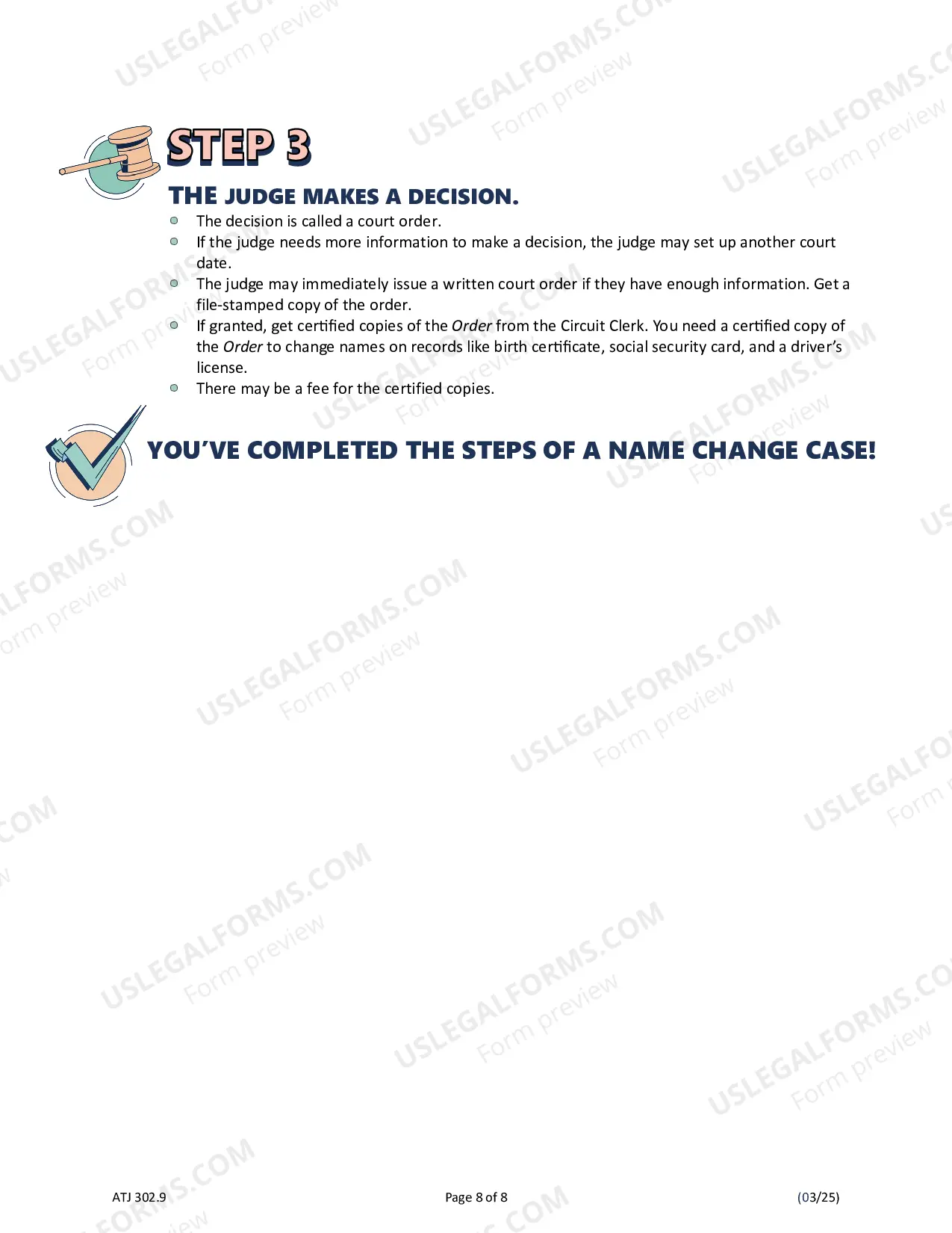 Preview Getting Started Request for Name Change (adult)