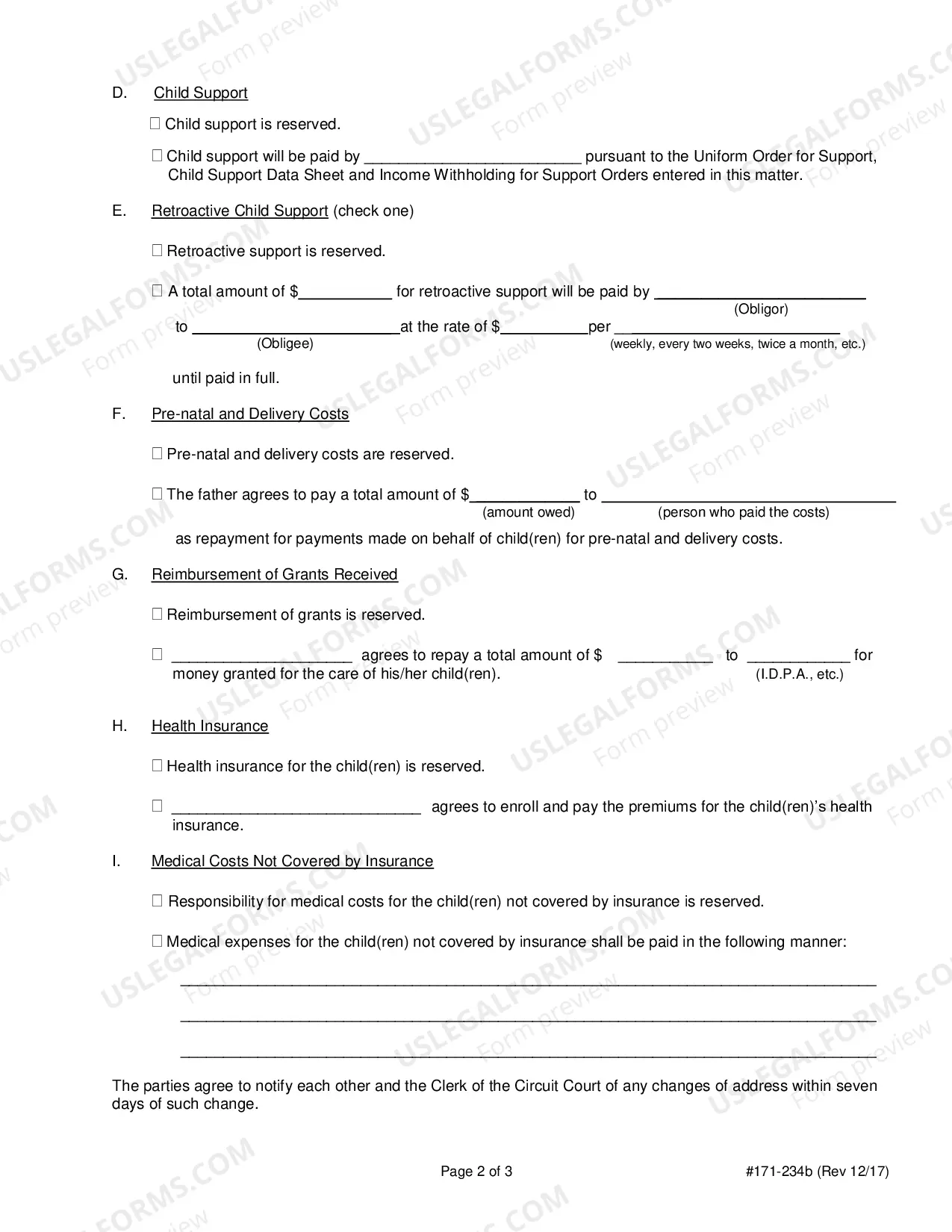 Preview Agreed Parentage Order