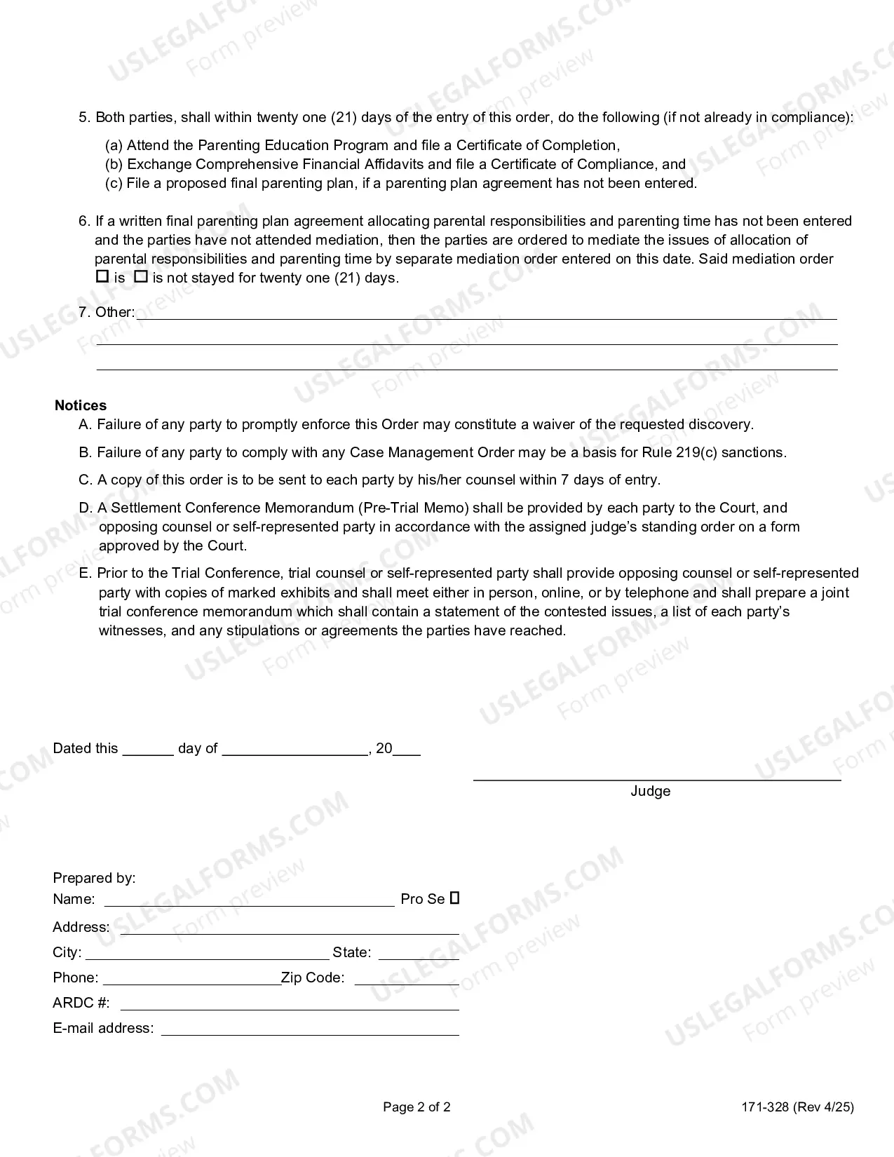 Preview Case Management Order