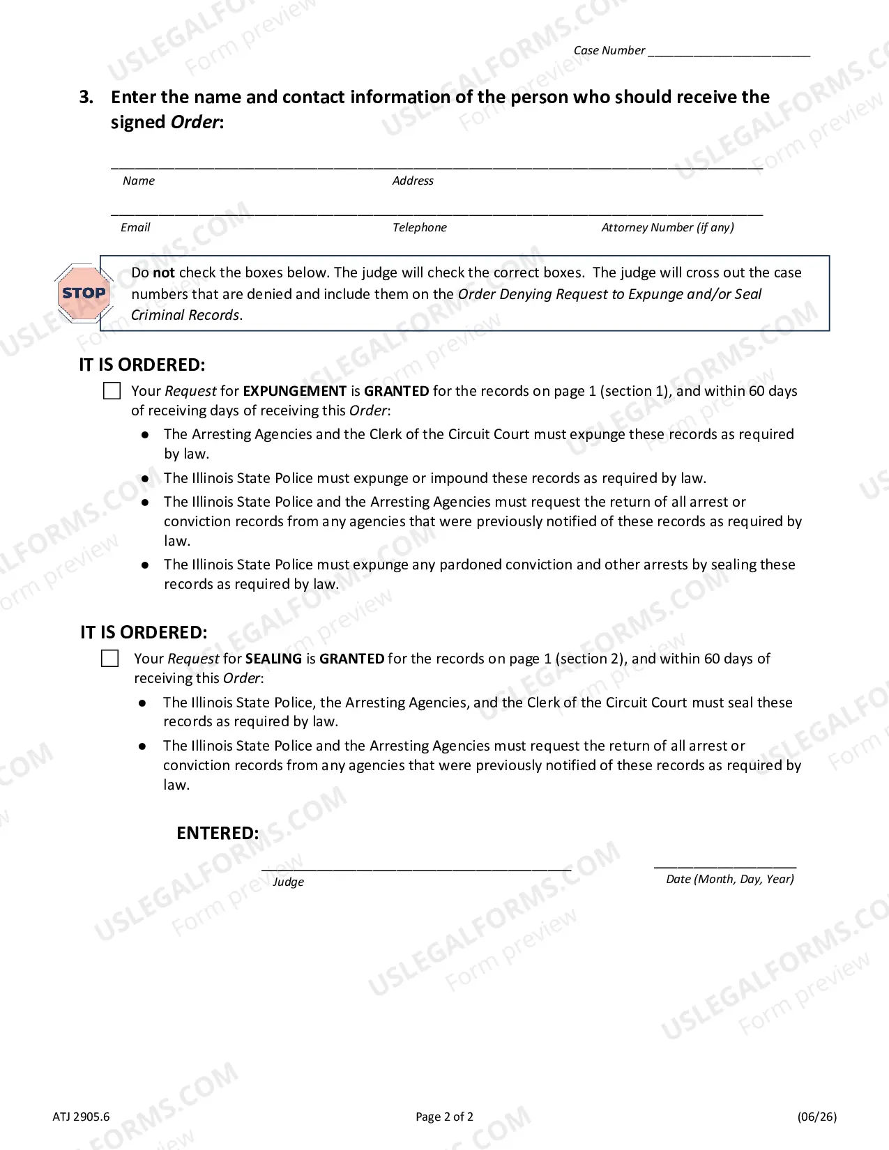 Preview Order to Expunge