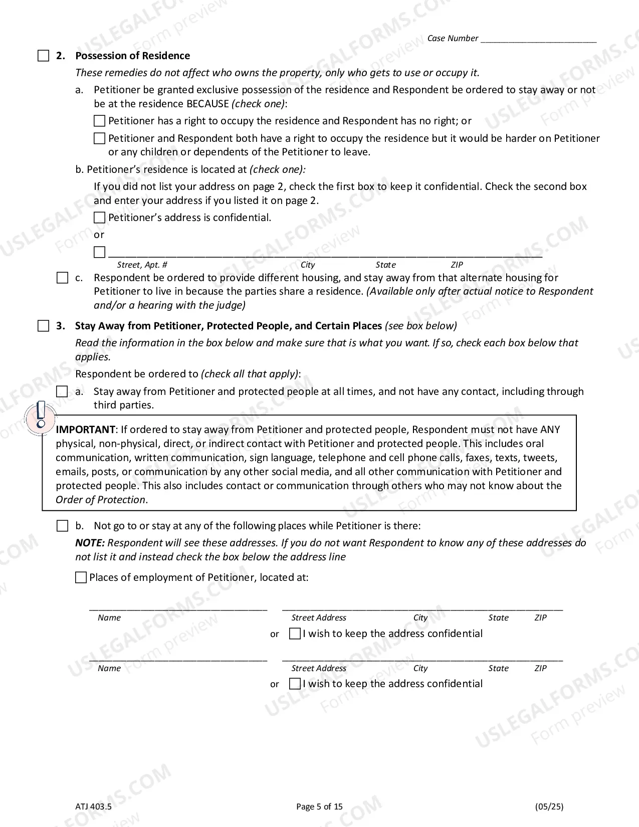 Preview Petition for Order of Protection