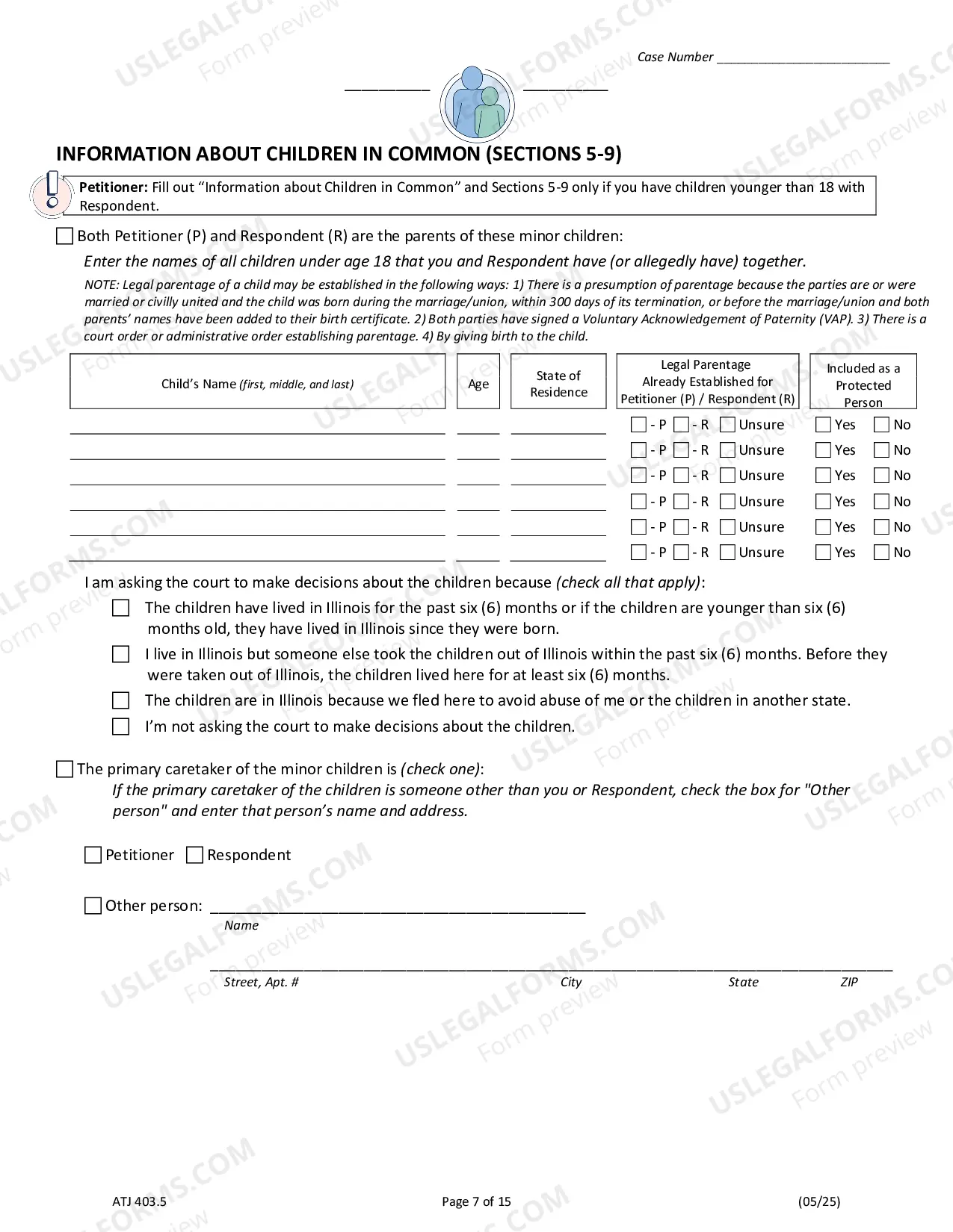 Preview Petition for Order of Protection