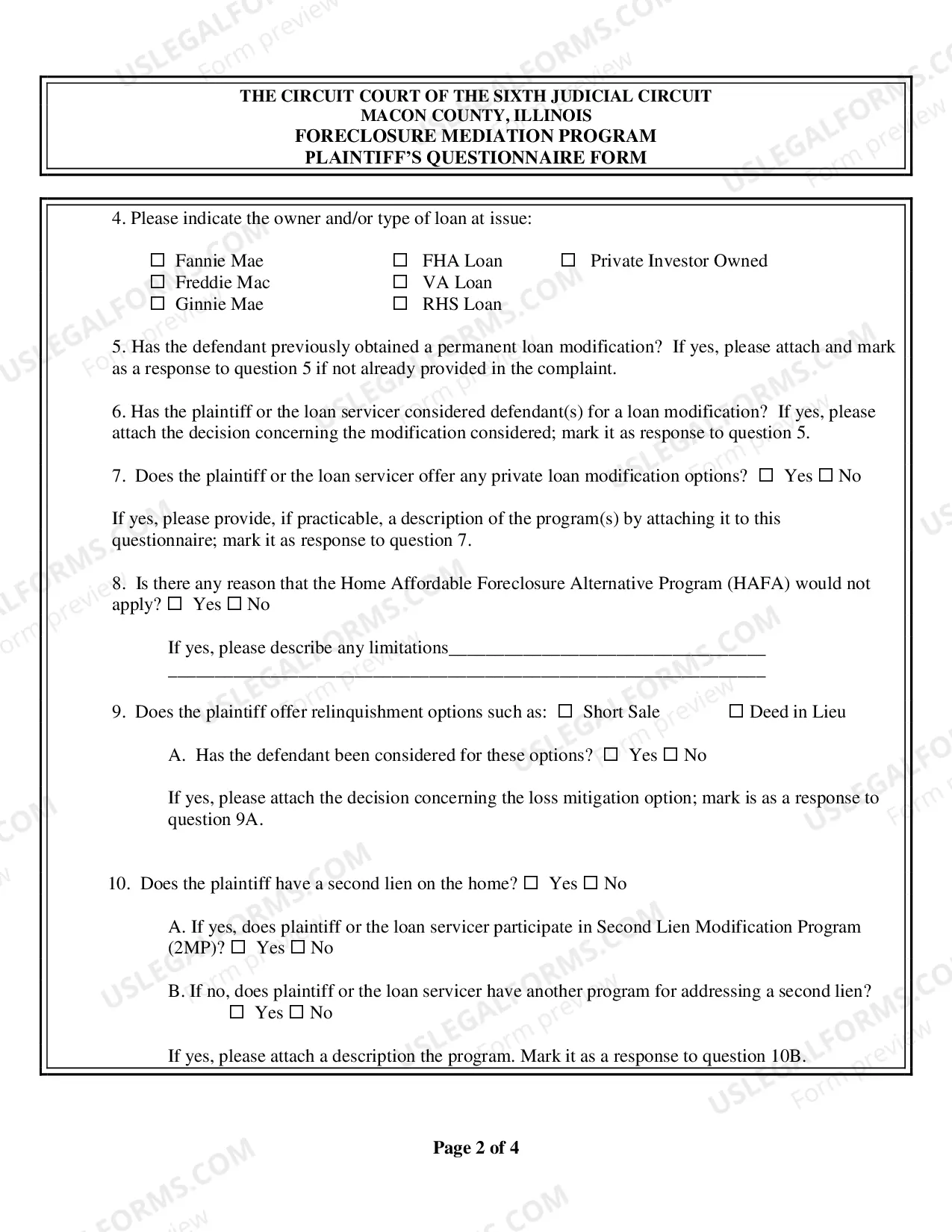 Preview Plaintiff's Questionnaire