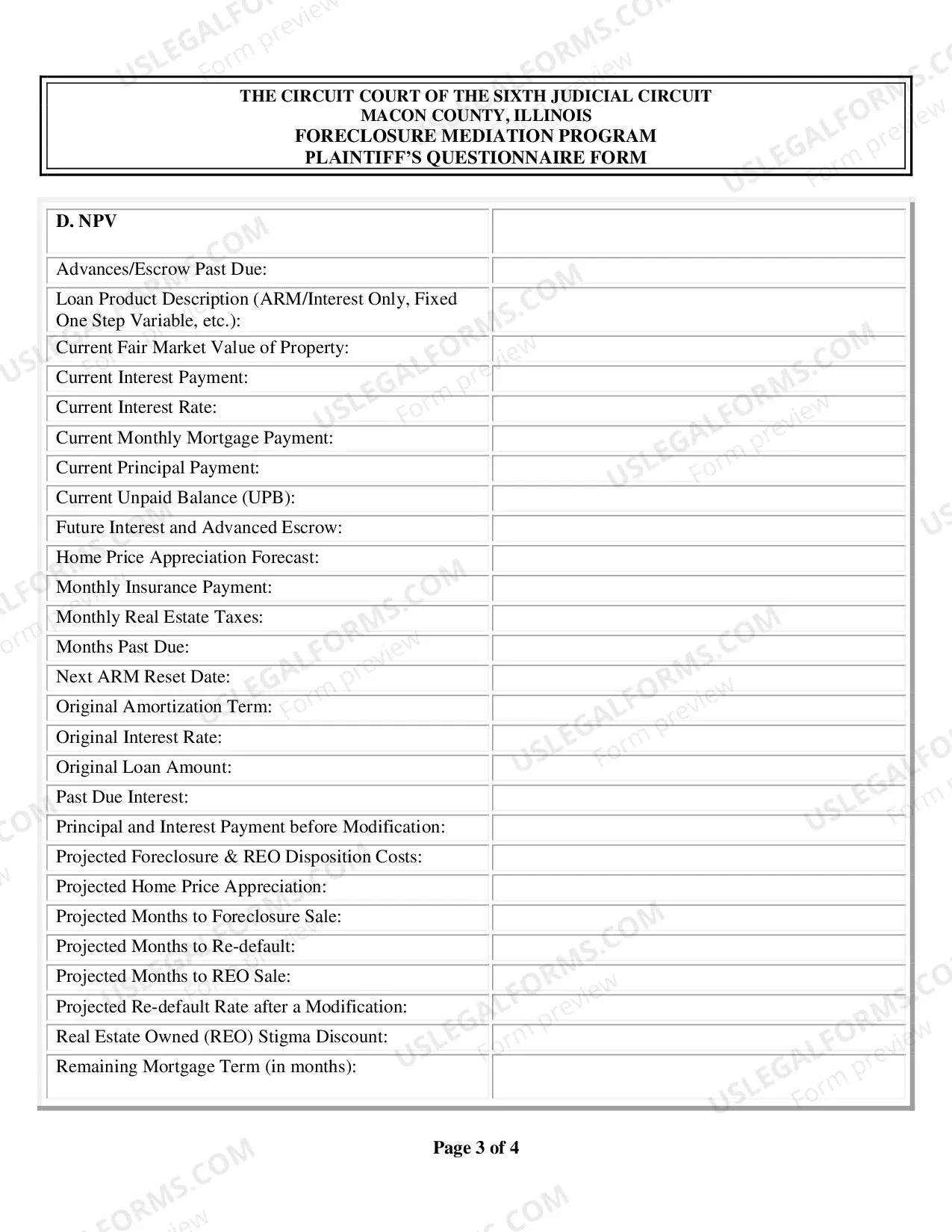 Preview Plaintiff's Questionnaire