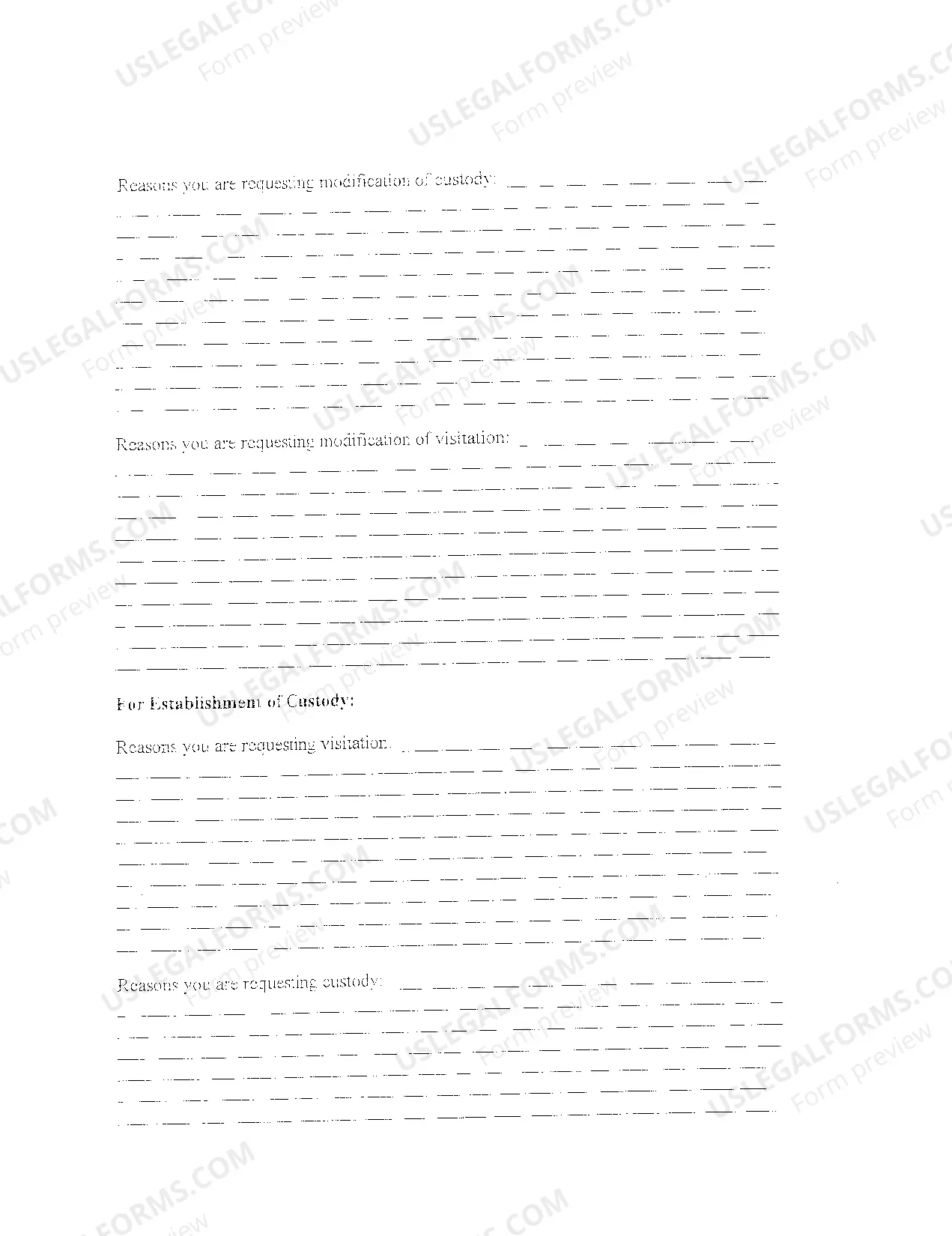 Preview Motion to Establish or Modify Custody/Visitation