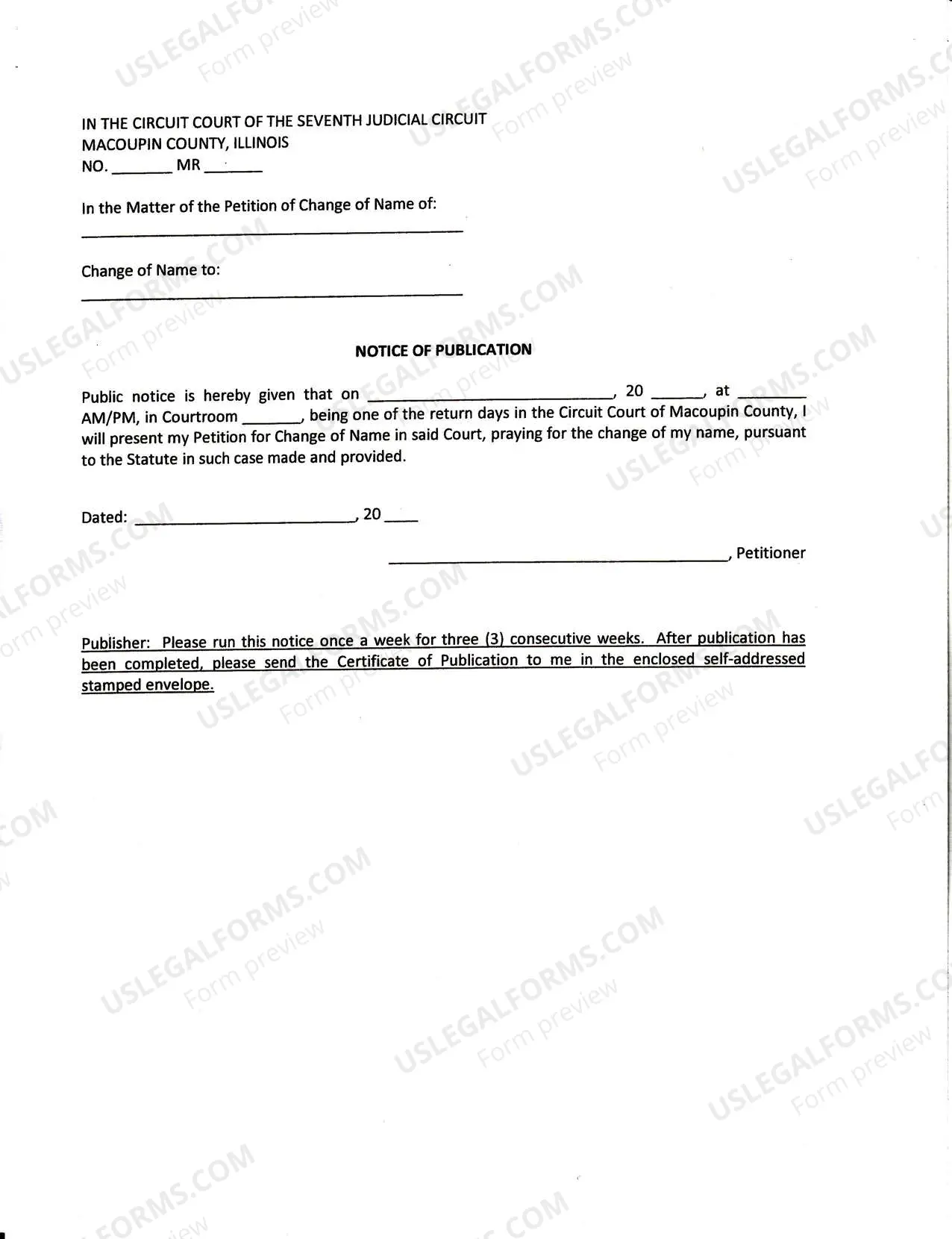 Preview Petition for Change of Name