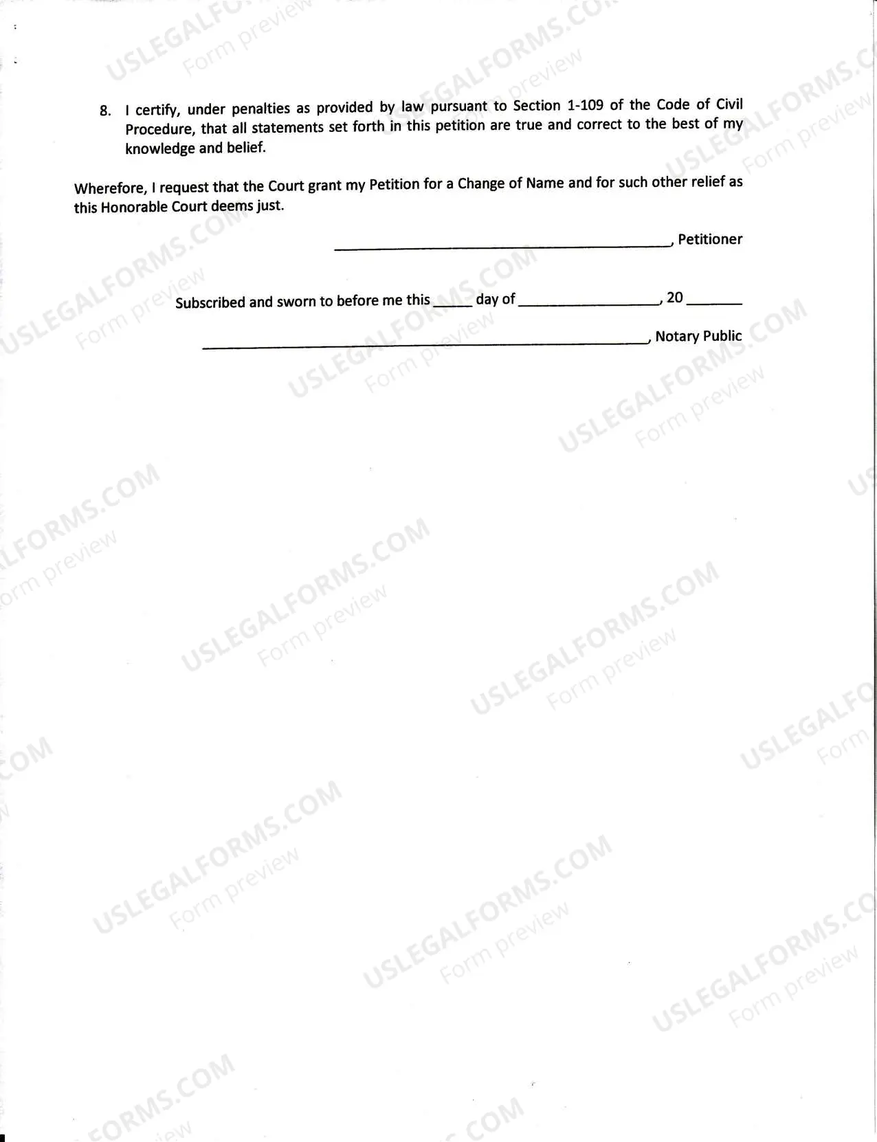 Preview Petition for Change of Name