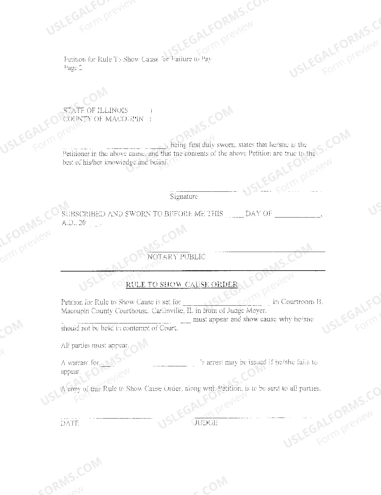 Preview Petition for Rule to Show Cause Failure to Pay