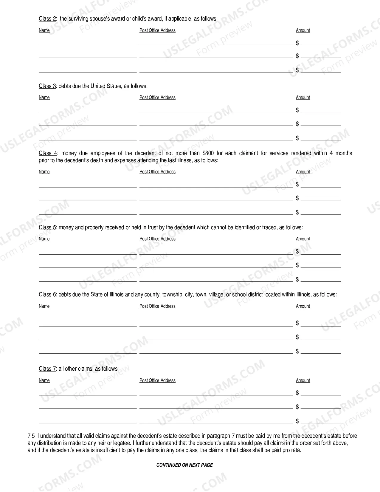 Preview Small Estate affidavit