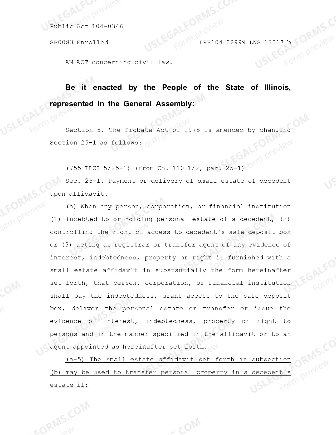 Preview Small Estate affidavit