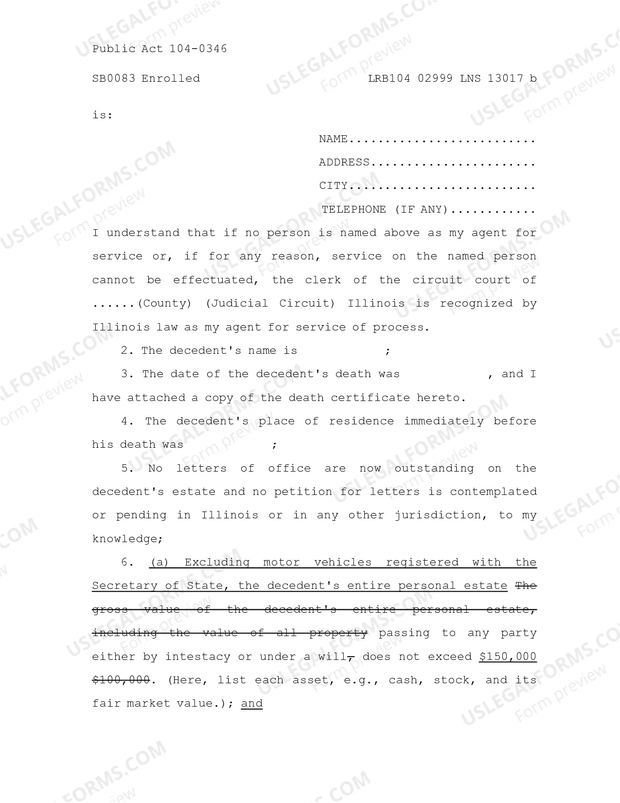 Preview Small Estate affidavit