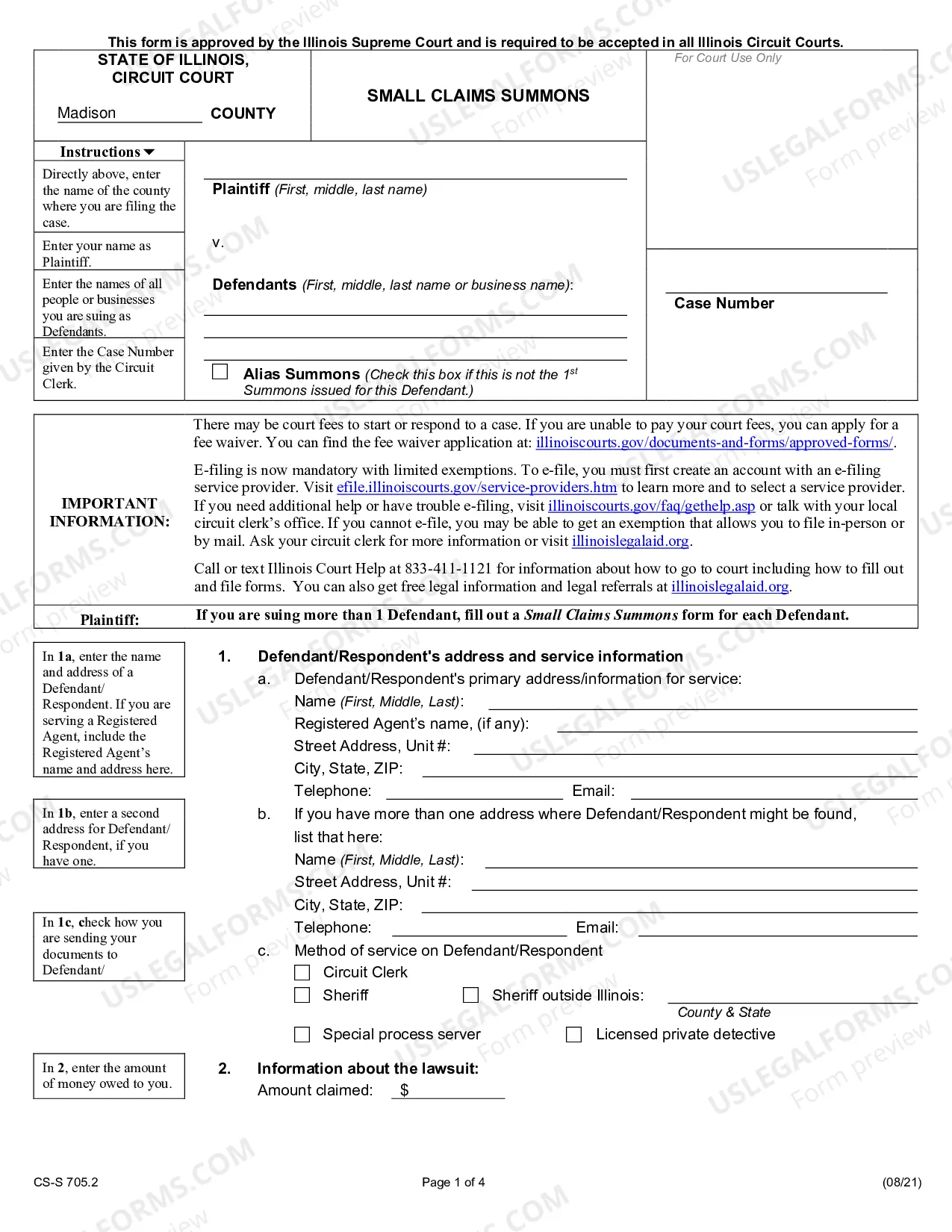 Preview Small Claims Complaint and Judgment