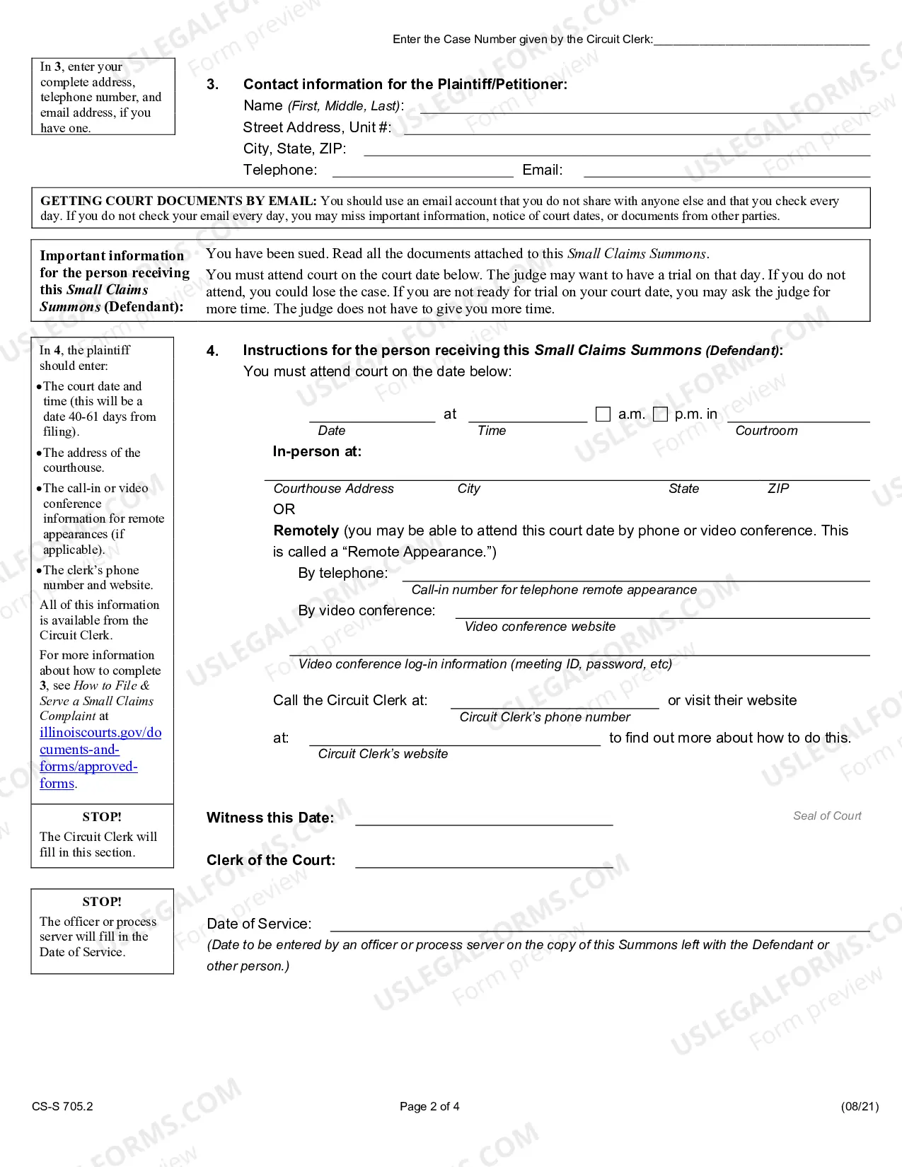 Preview Small Claims Complaint and Judgment