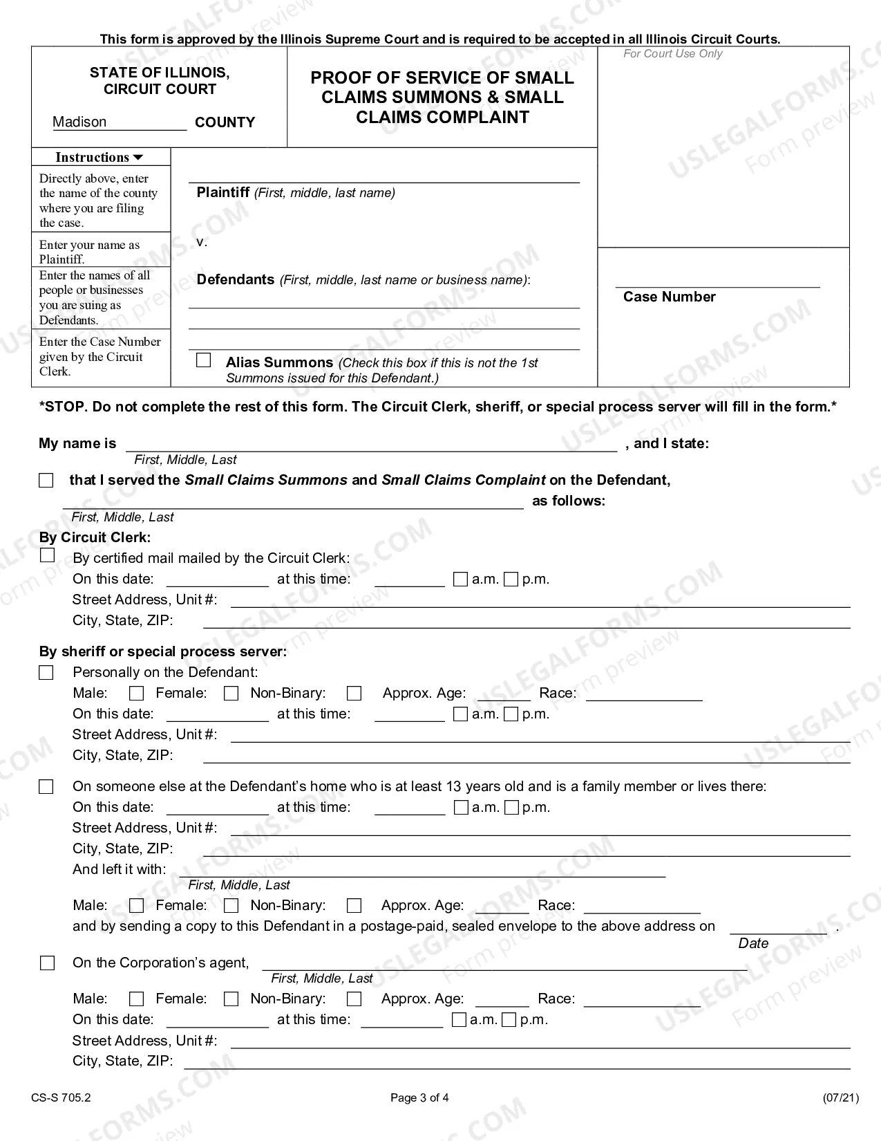 Preview Small Claims Complaint and Judgment