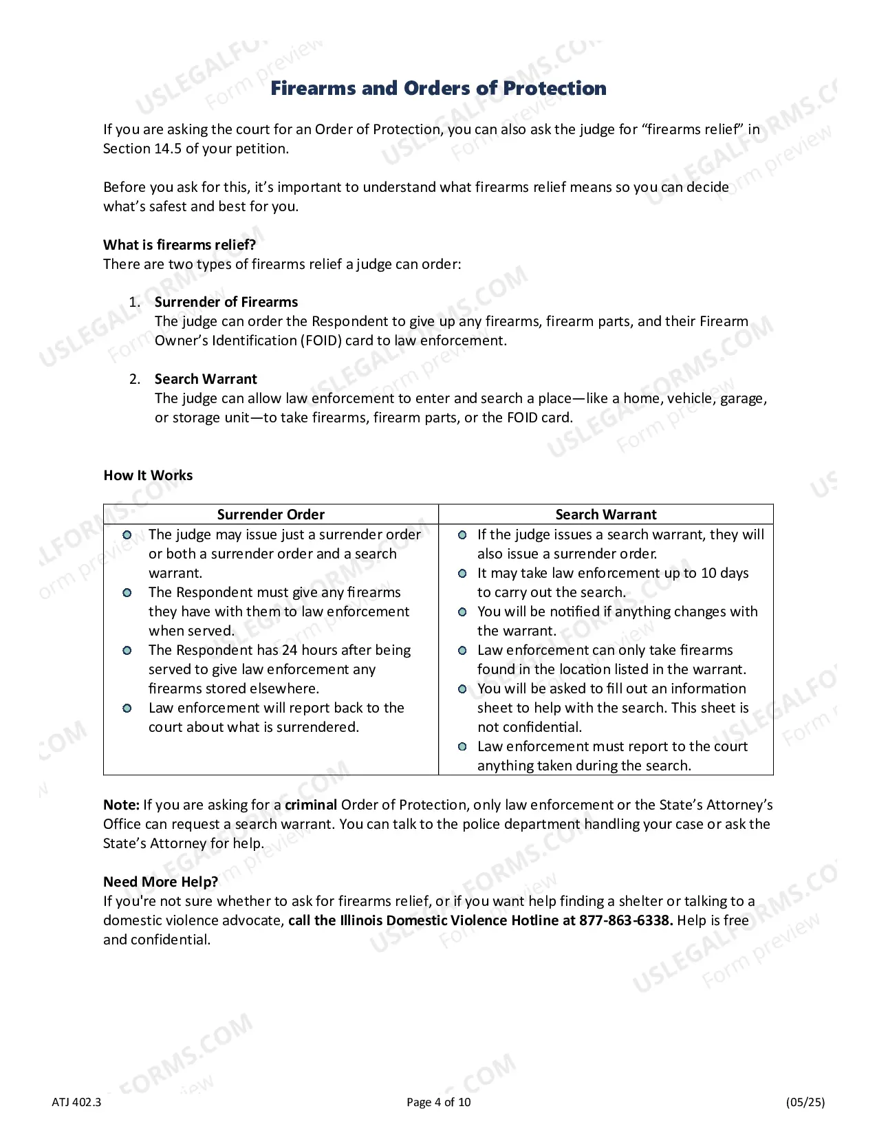 Preview Emergency Order of Protection