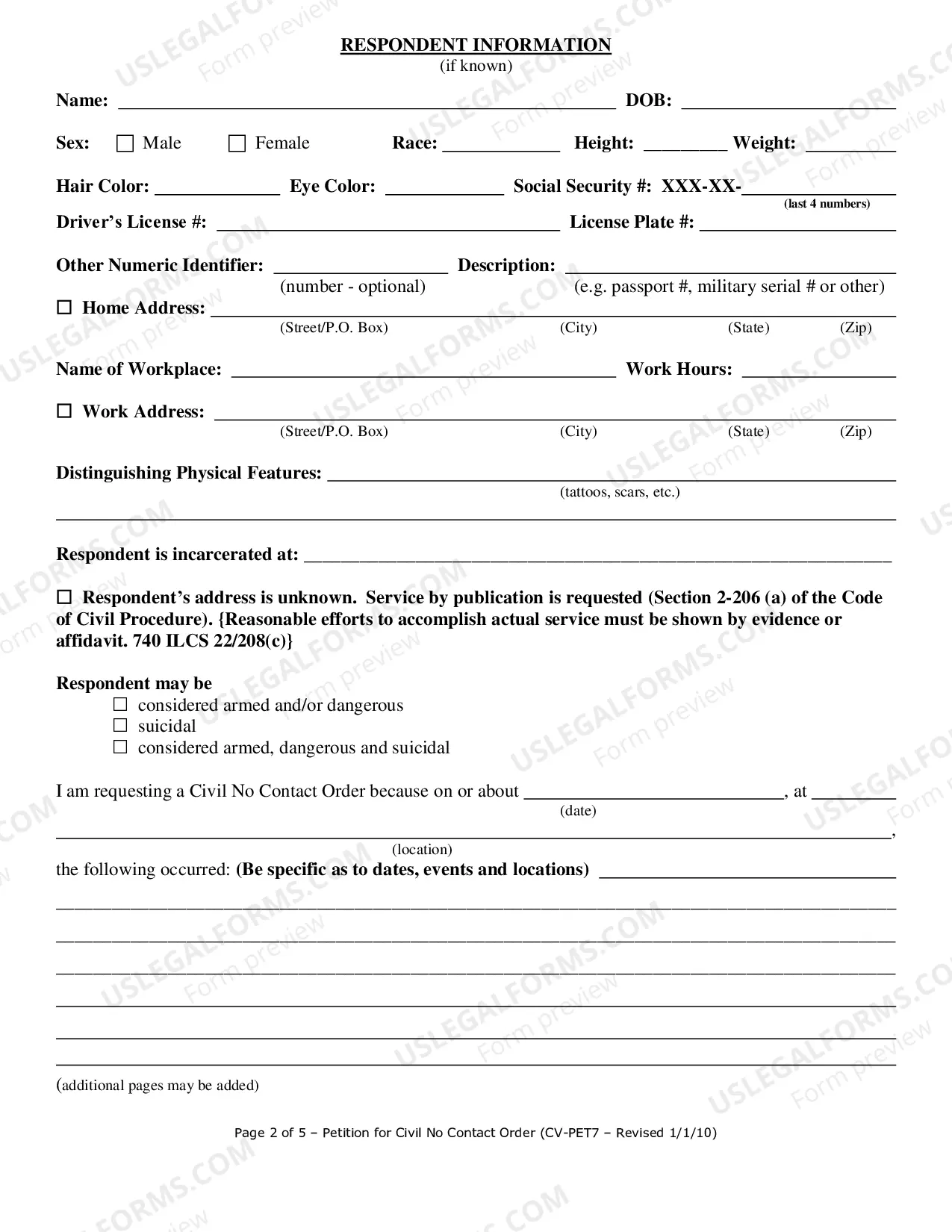 Preview Civil No Contact Order-Petition