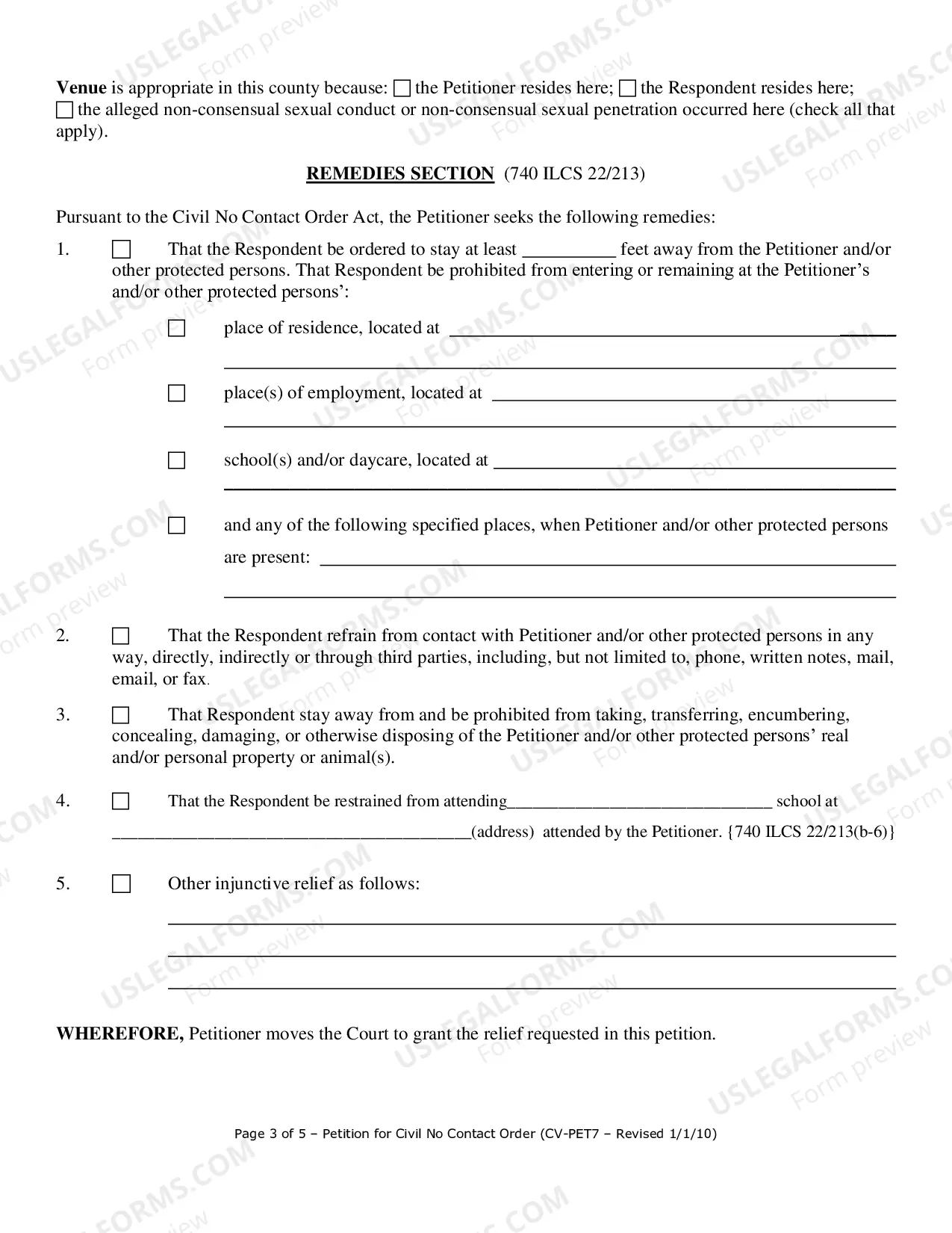 Preview Civil No Contact Order-Petition