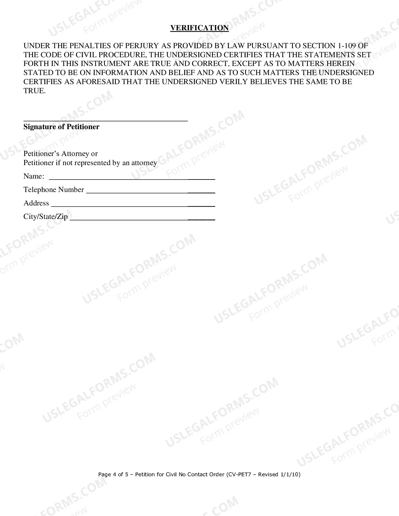Preview Civil No Contact Order-Petition