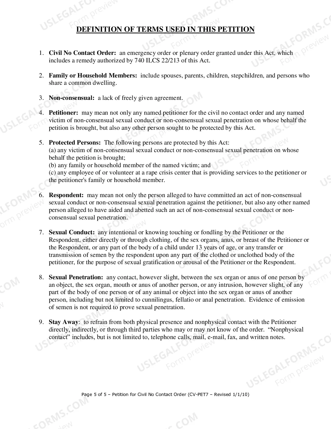 Preview Civil No Contact Order-Petition