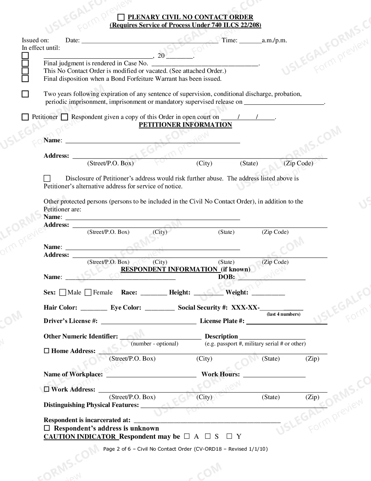 Preview Civil No Contact Order-Order