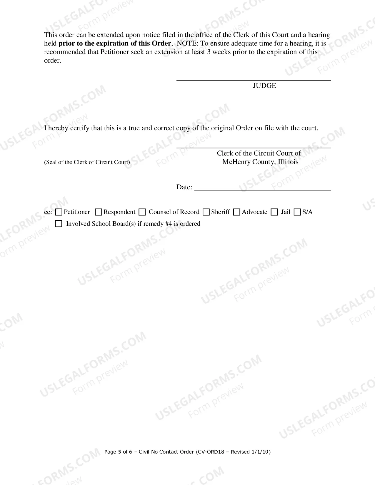 Preview Civil No Contact Order-Order