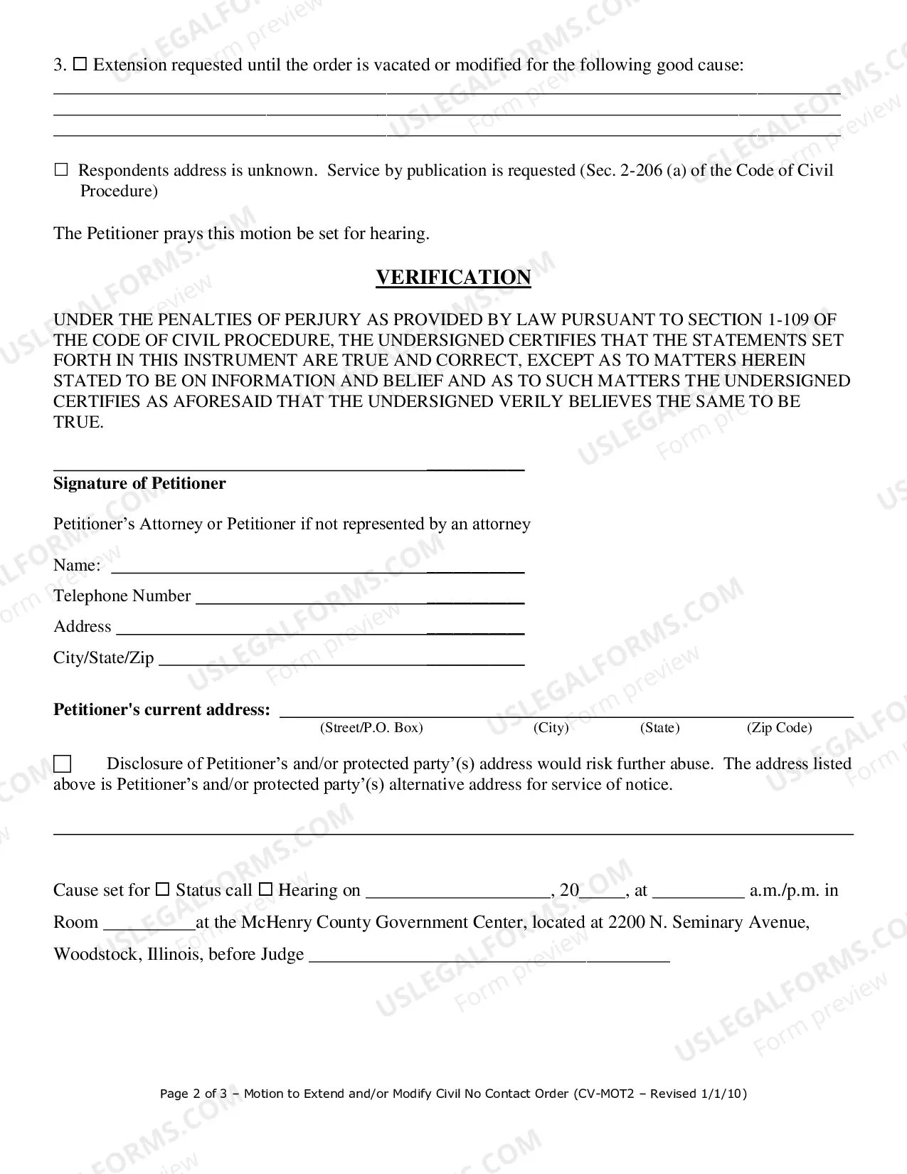 Preview Civil No Contact Order-Motion to Modify or Extend