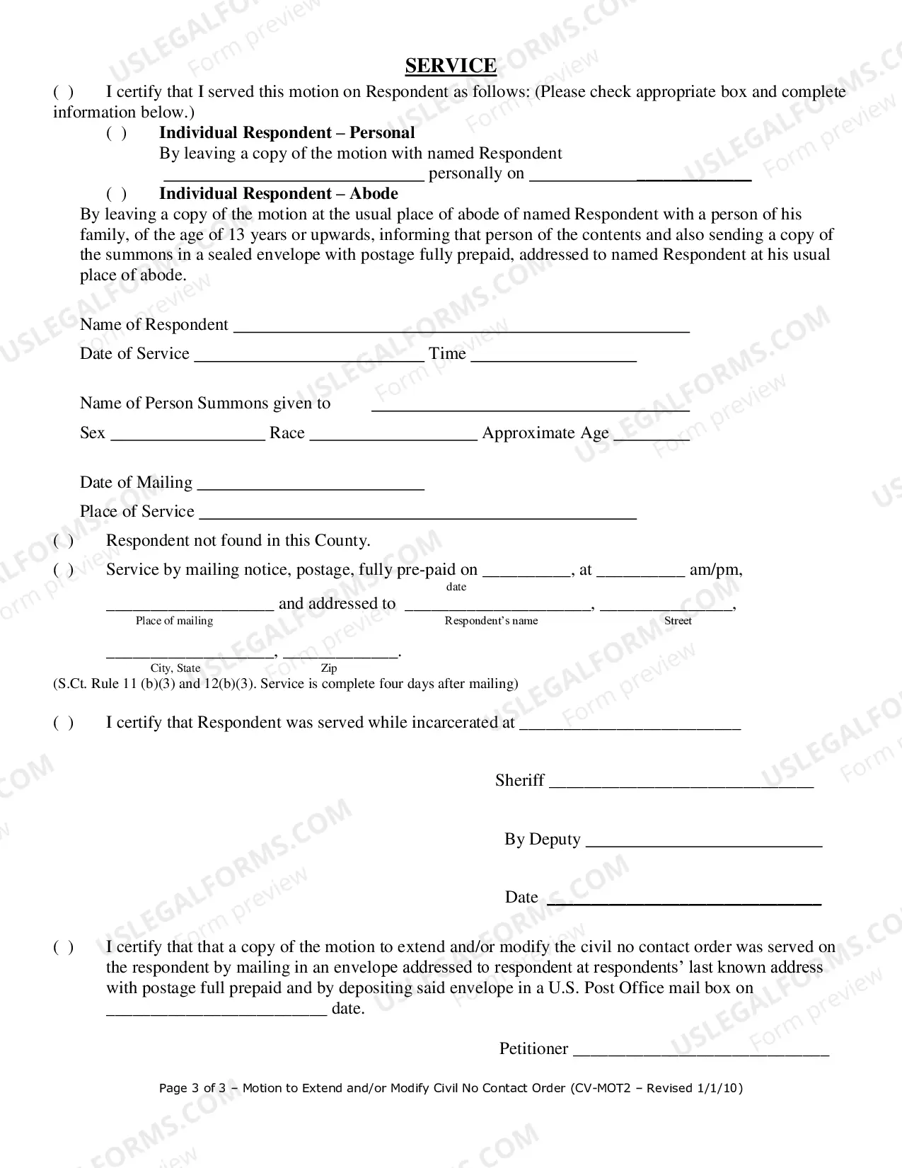 Preview Civil No Contact Order-Motion to Modify or Extend
