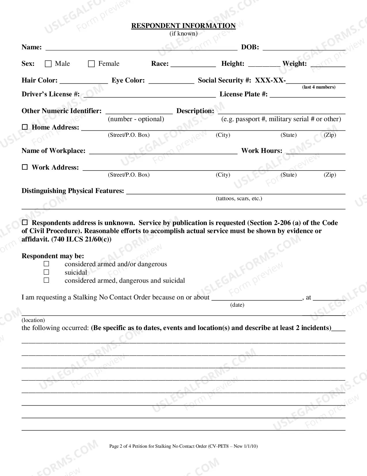 Preview Stalking No Contact Order-Petition