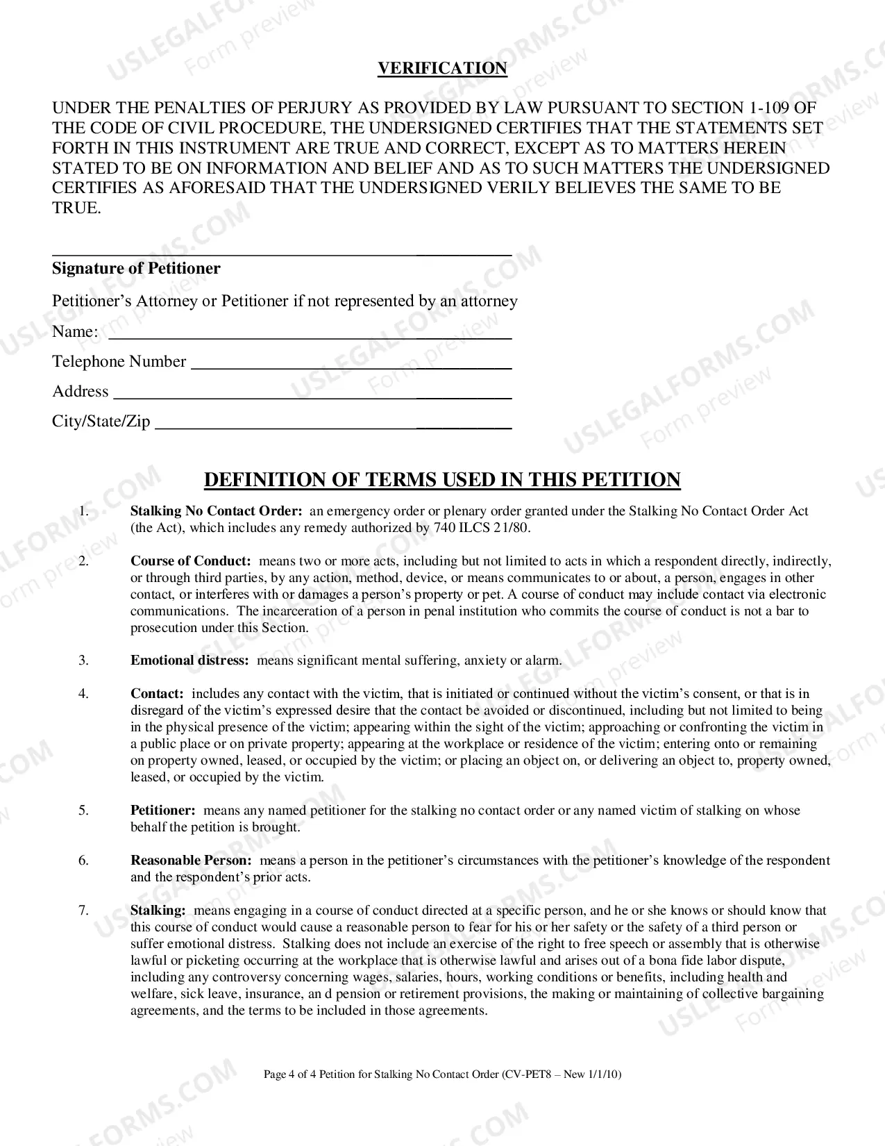 Preview Stalking No Contact Order-Petition