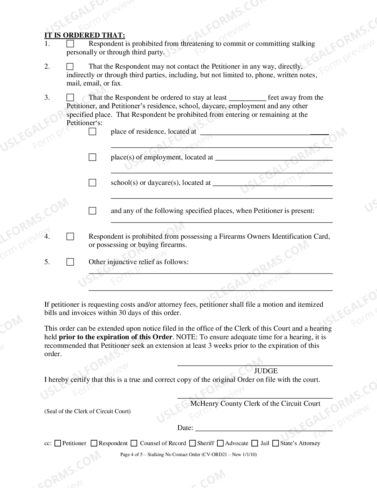 Preview Stalking No Contact Order-Order