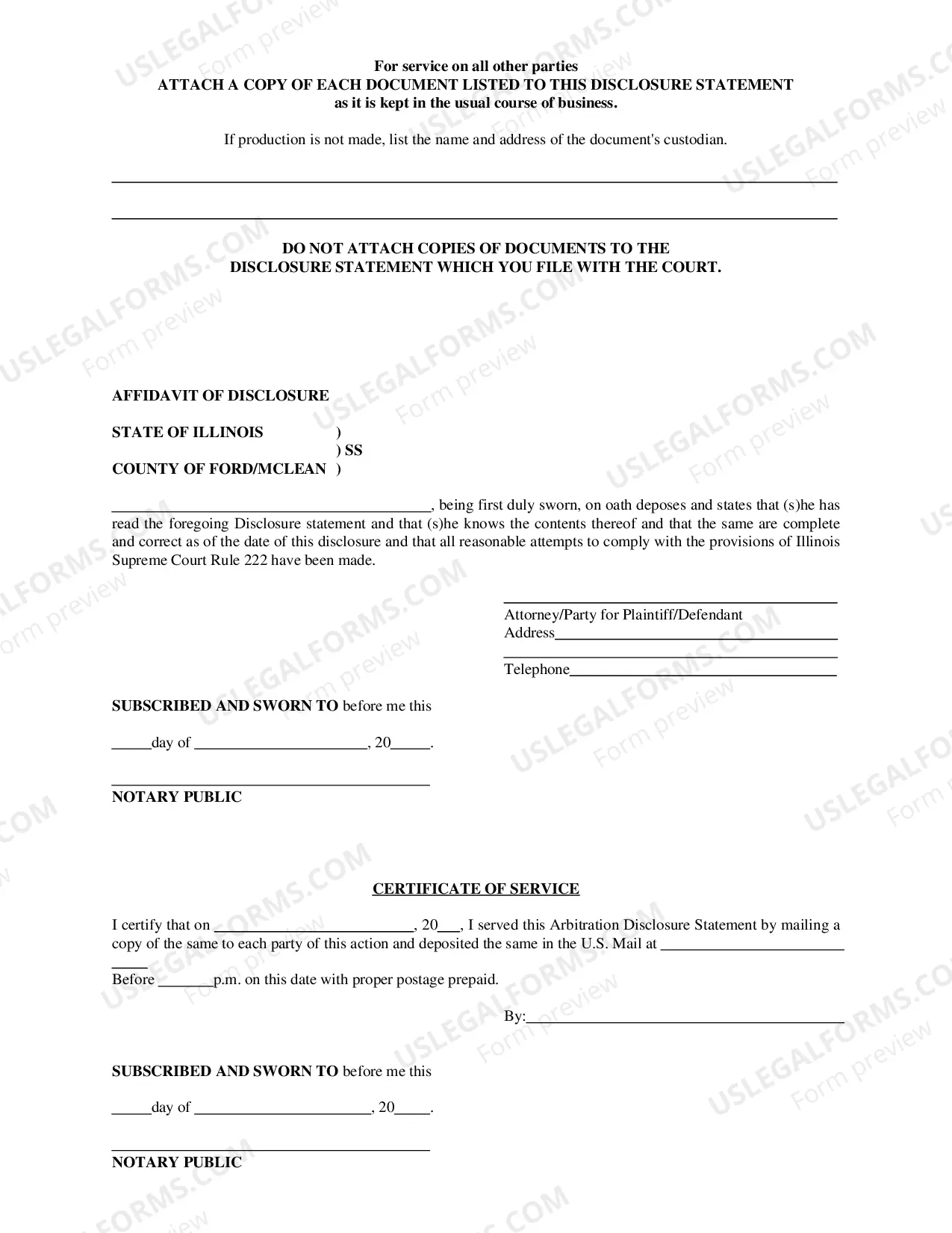 Preview Supreme Court Rule 222 arbitration Disclosure Statement