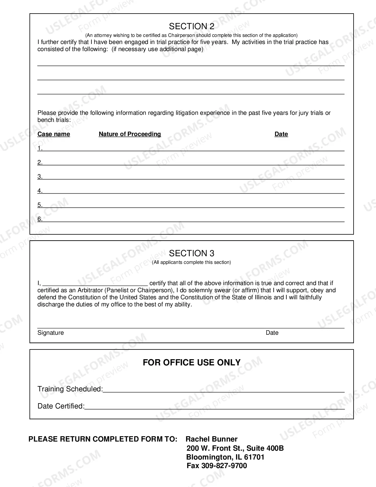 Preview Application for Certification as an arbitrator