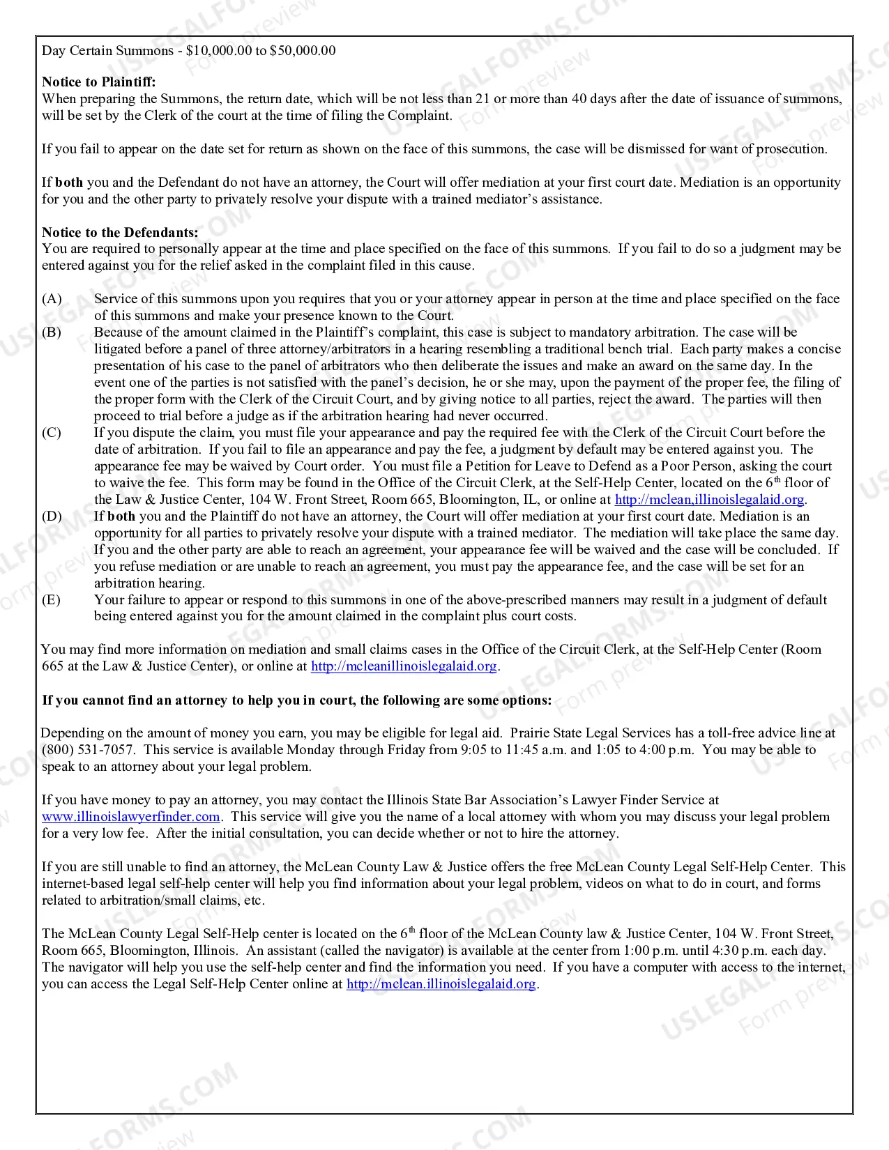 Preview Arbitration Summons