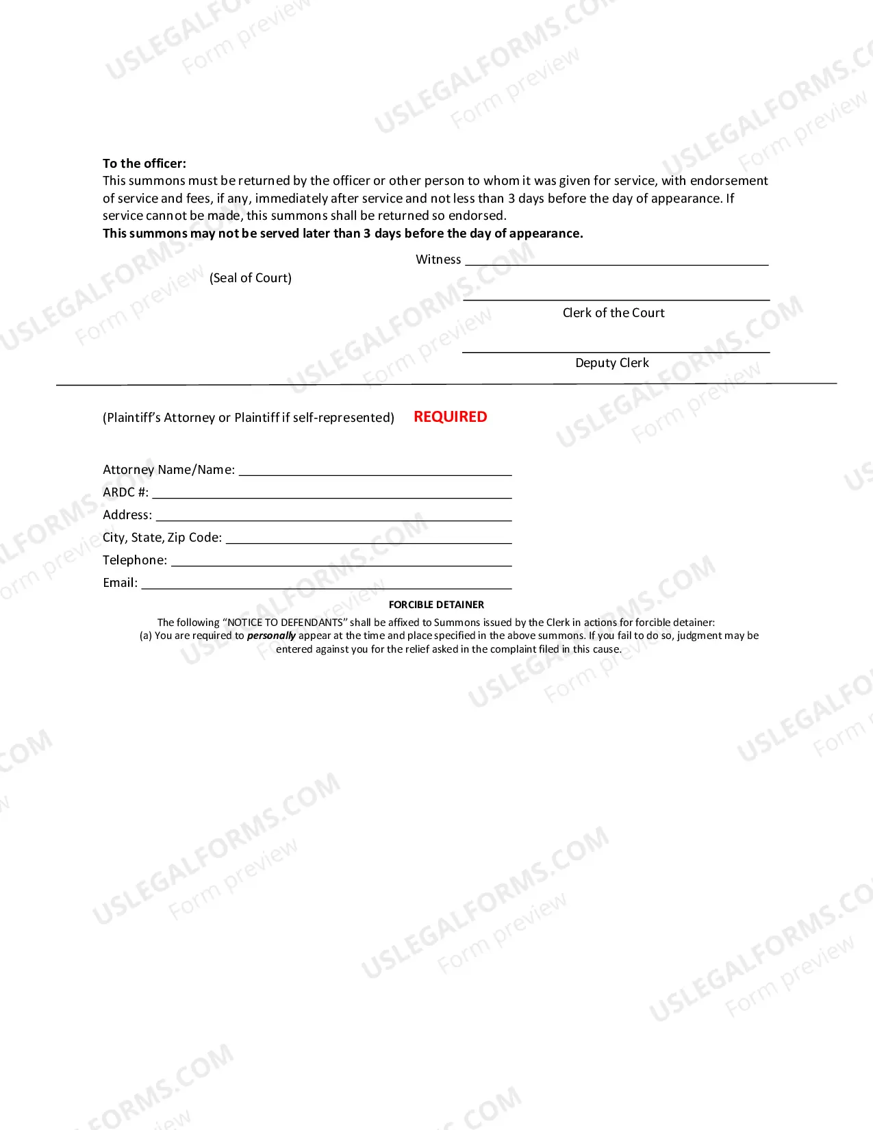 Preview Eviction Summons