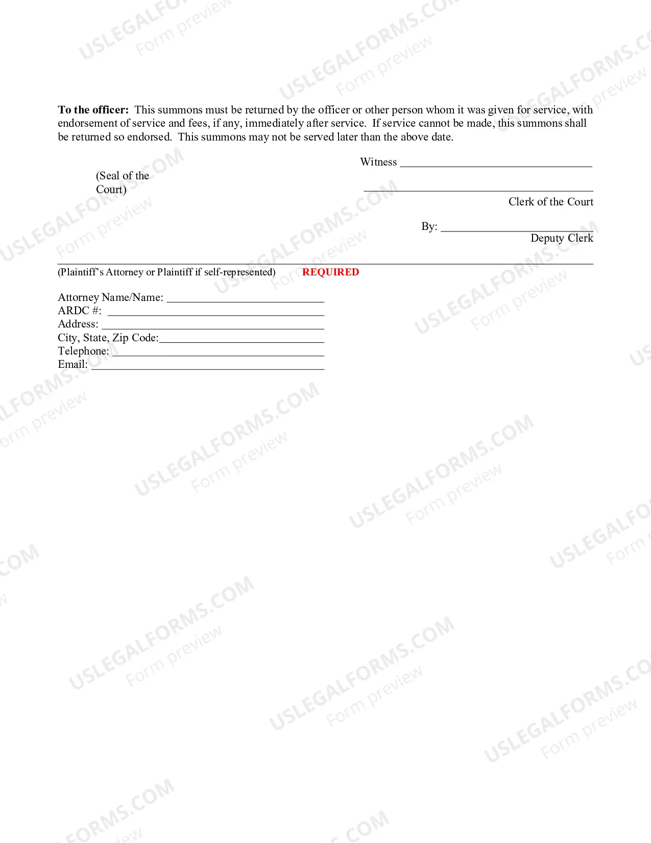 Preview Wage Deduction Summons