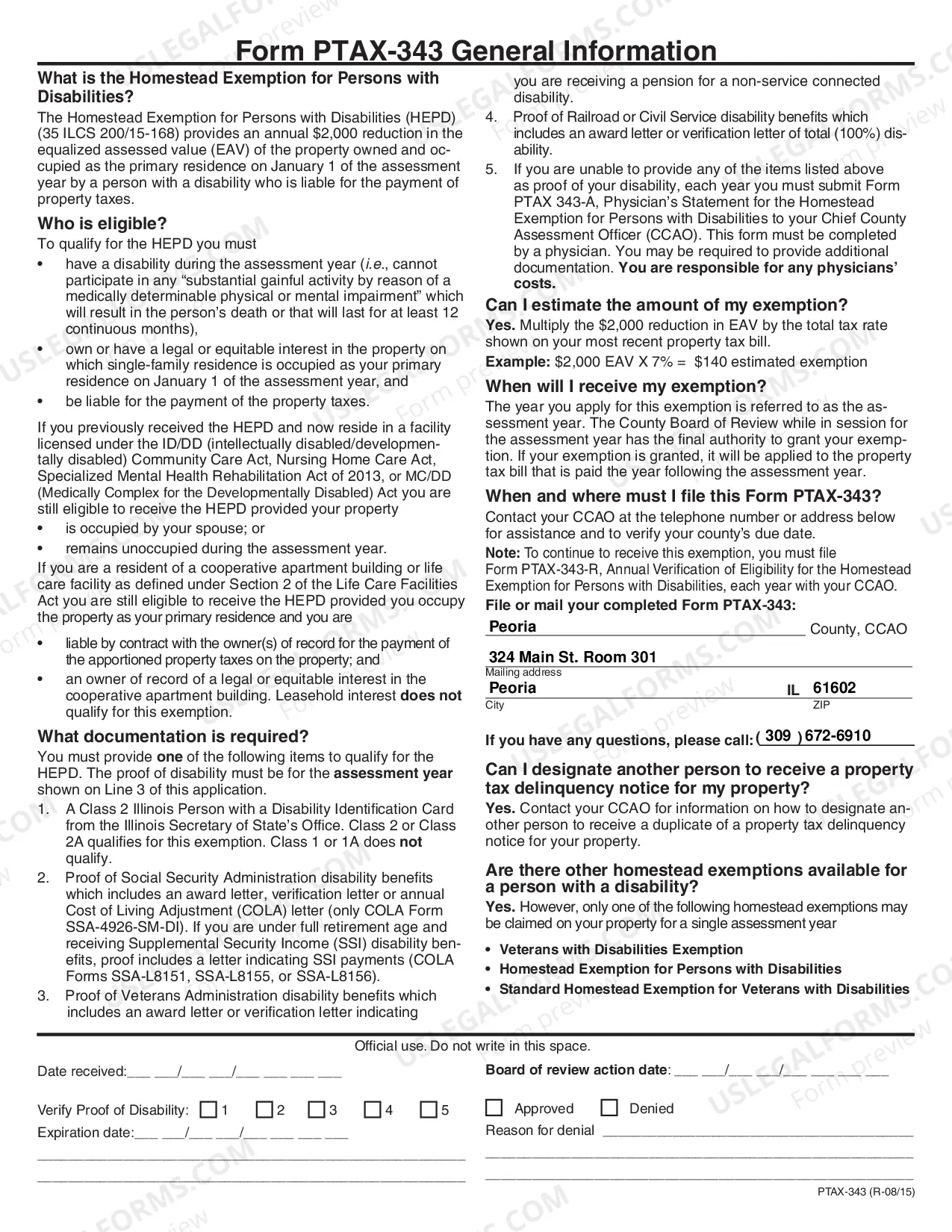 Preview PTaX-343 Homestead Exemption for Persons with Disabilities